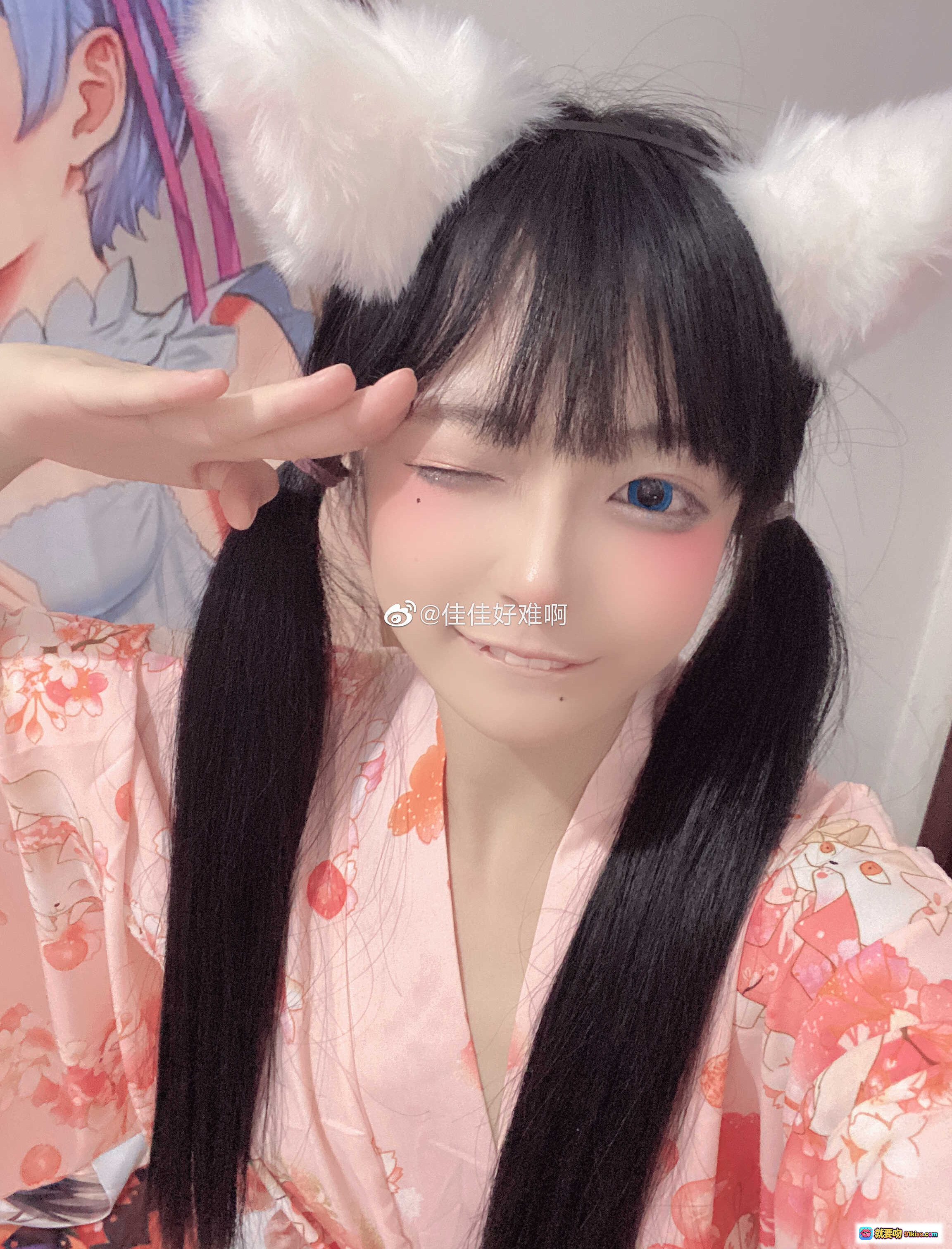 图片[4] - 佳佳好难啊VOL.17 粉色和风睡衣+白色过膝袜 少女居家写真 甜美可爱风 小狐狸主题 无视频纯图 - 就要吻