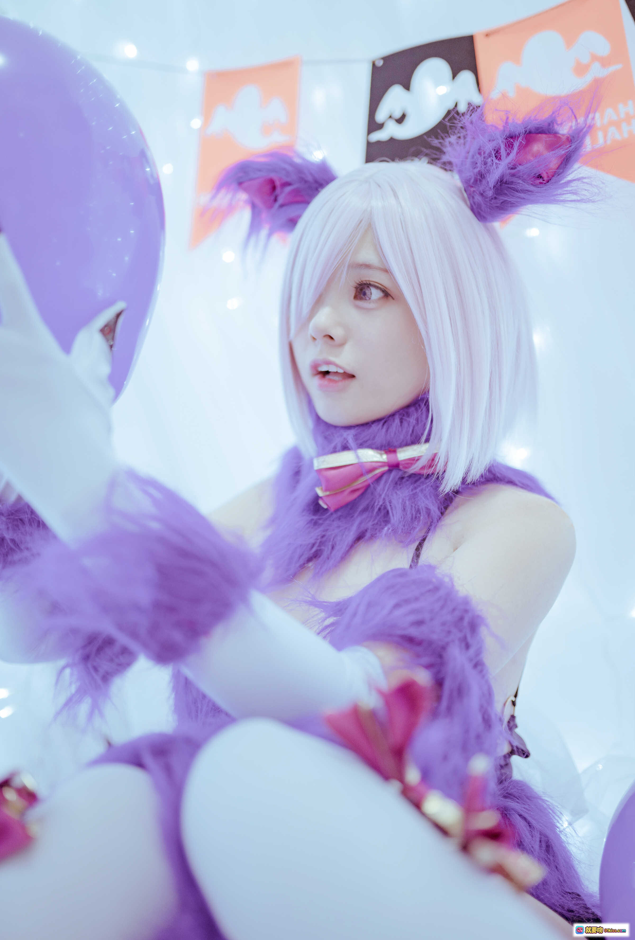 图片[7] - 小野妹子W NO.031 玛修B Cosplay 紫色毛绒兔耳装 白发少女写真 16P高清图集 - 就要吻