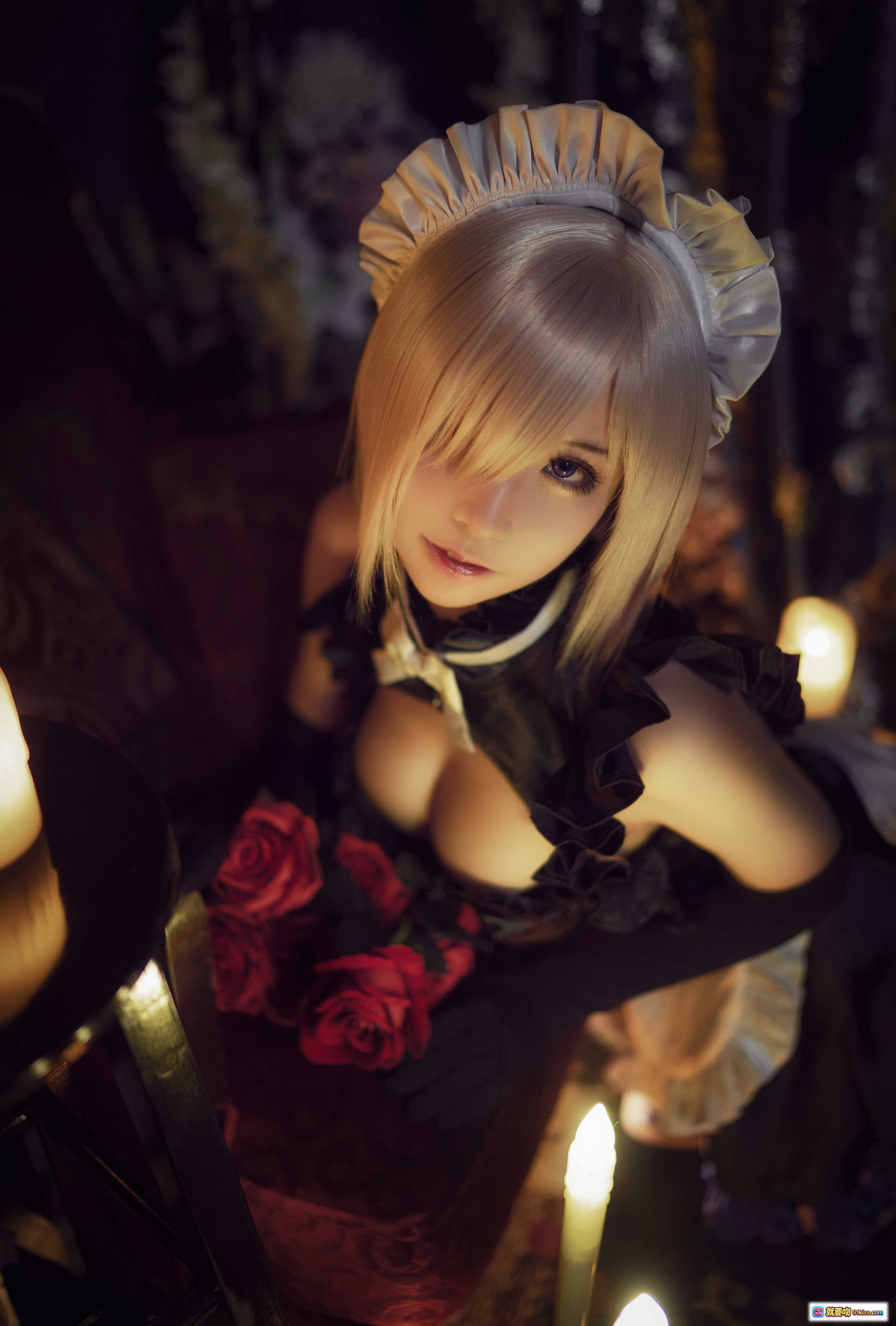 图片[3] - 爱老师玛修·基列莱特cosplay写真｜黑裙女仆装｜烛光氛围感｜精致妆容｜12P高清图集 - 就要吻