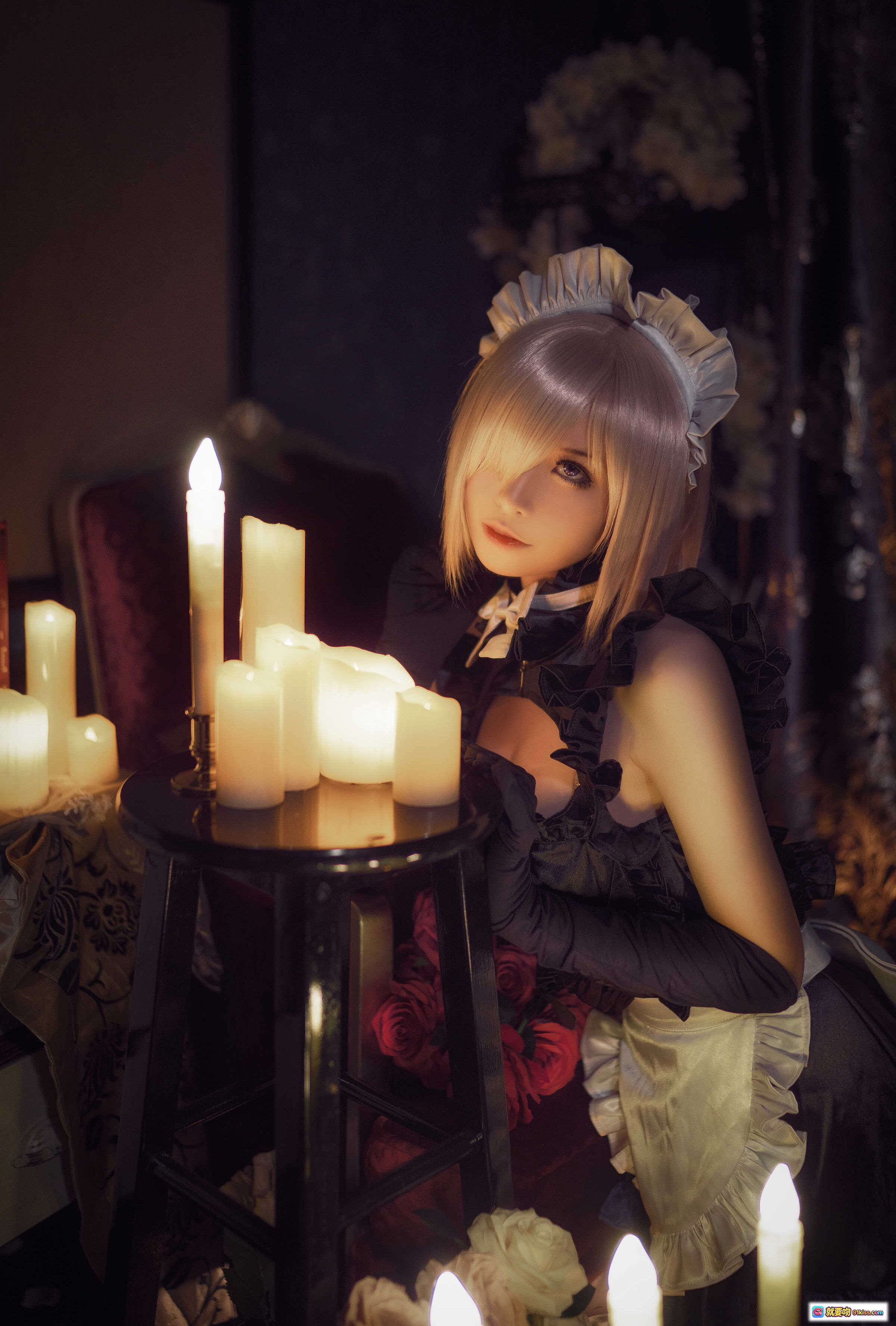 图片[7] - 爱老师玛修·基列莱特cosplay写真｜黑裙女仆装｜烛光氛围感｜精致妆容｜12P高清图集 - 就要吻