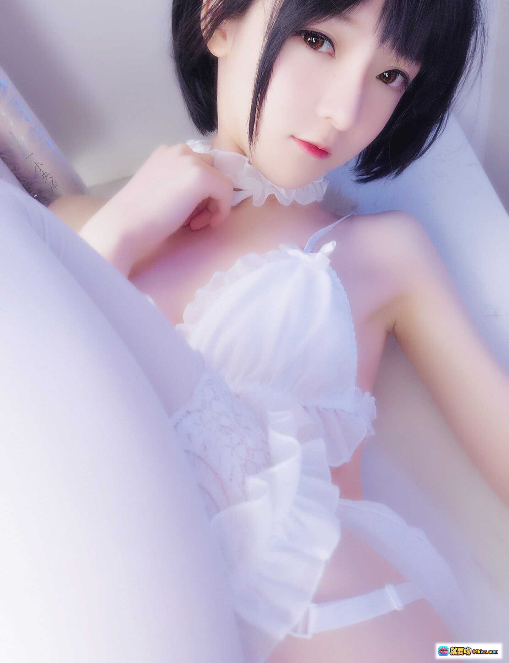 图片[1] - 一小央泽 NO.027 私摄01 白色蕾丝内衣少女写真 20P高清美图 甜美短发清纯风 - 就要吻