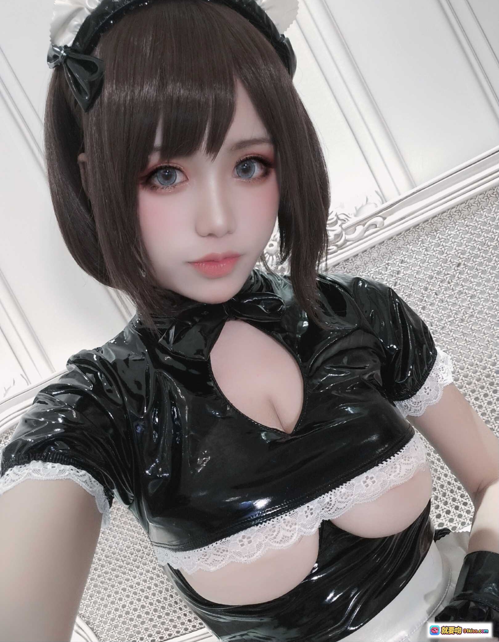 图片[7] - 一笑芳香沁 NO.006 早餐奶 黑色漆皮女仆装 白蕾丝边 美少女写真 25P高清图集 - 就要吻