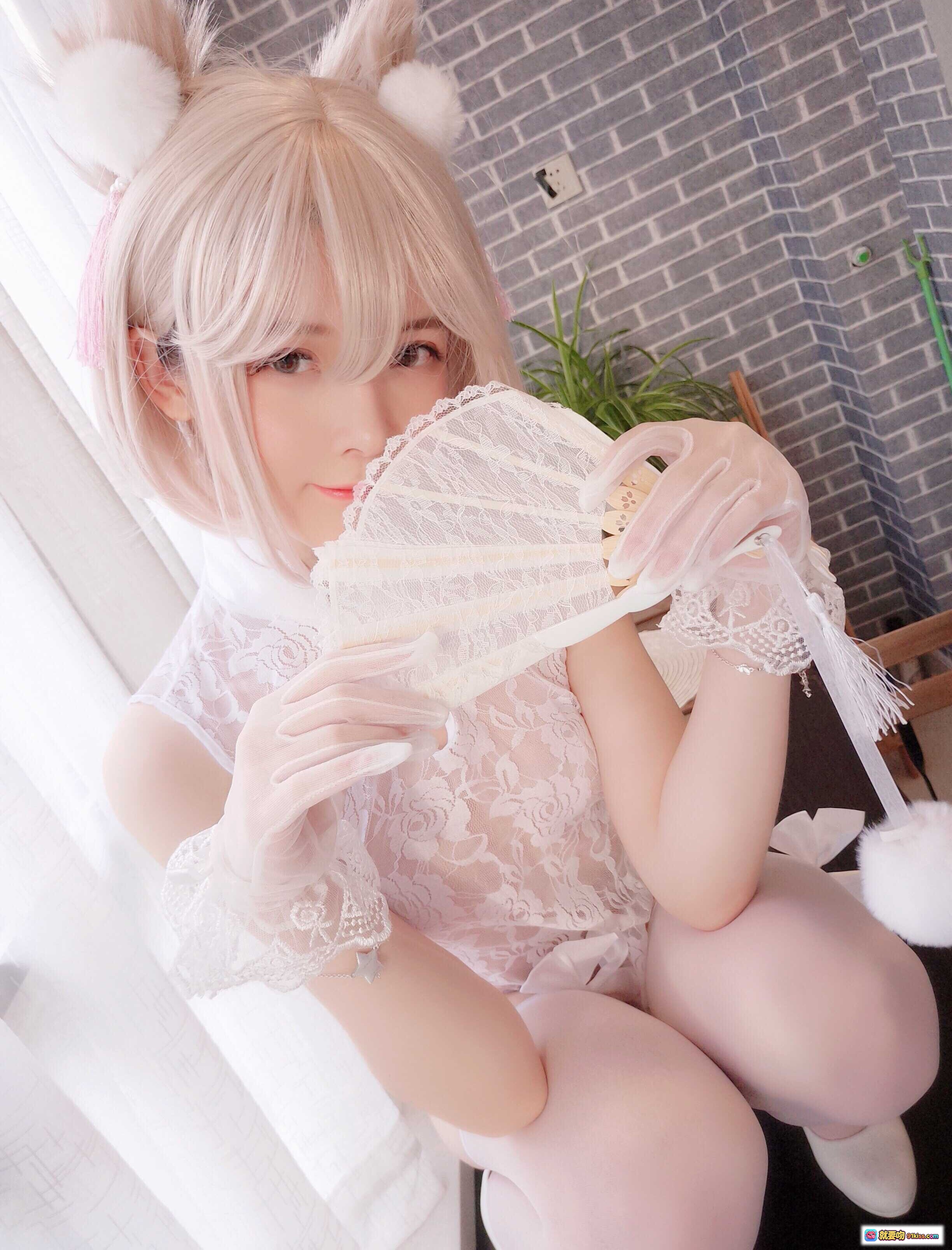 图片[4] - 一小央泽NO.014家养小动物Cosplay写真 白色蕾丝旗袍猫耳少女室内柔光摄影58P高清图集 - 就要吻