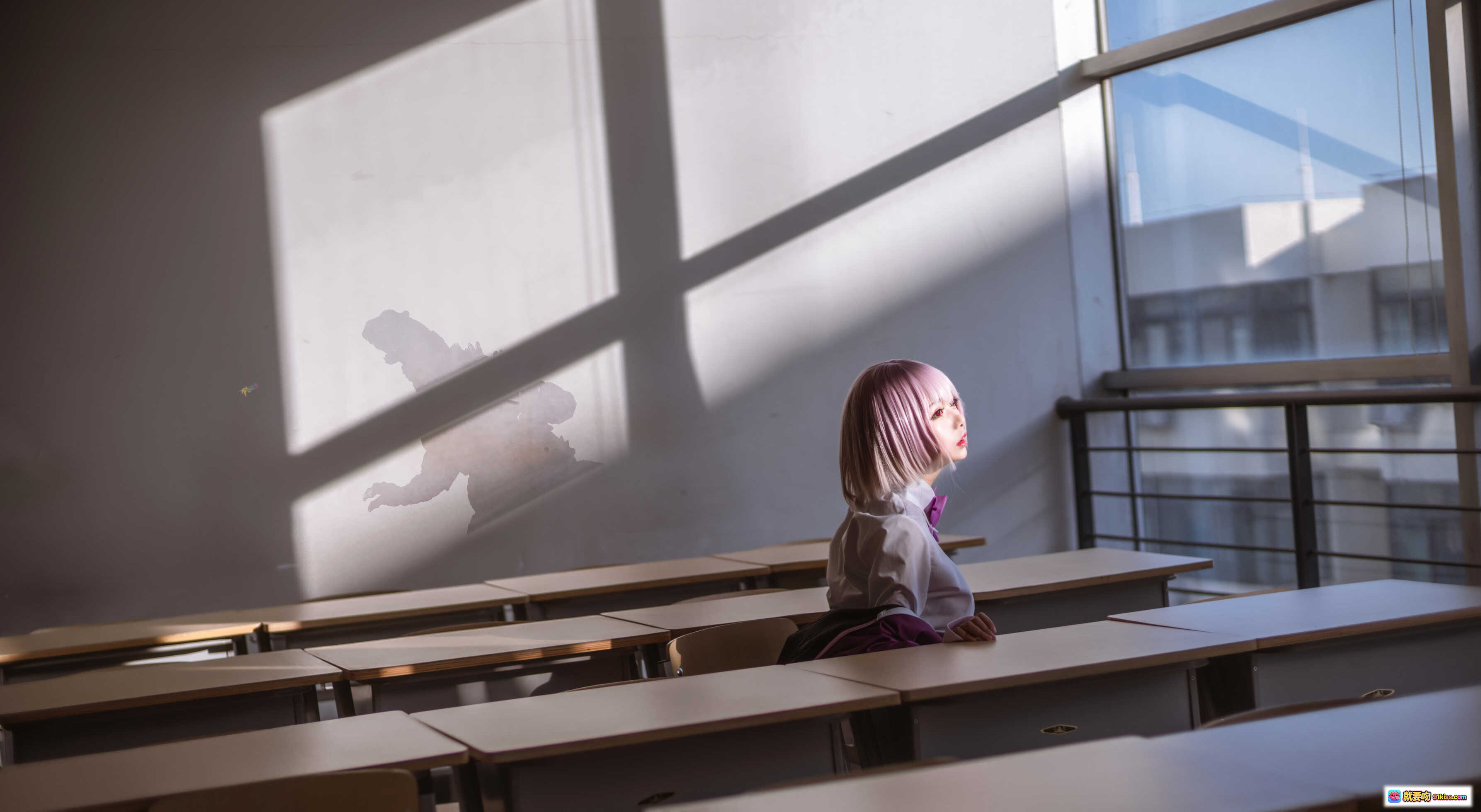 图片[3] - 黑猫猫OvO NO.017 新条茜 Cosplay 紫发少女校园风制服写真 9P高清图集 - 就要吻