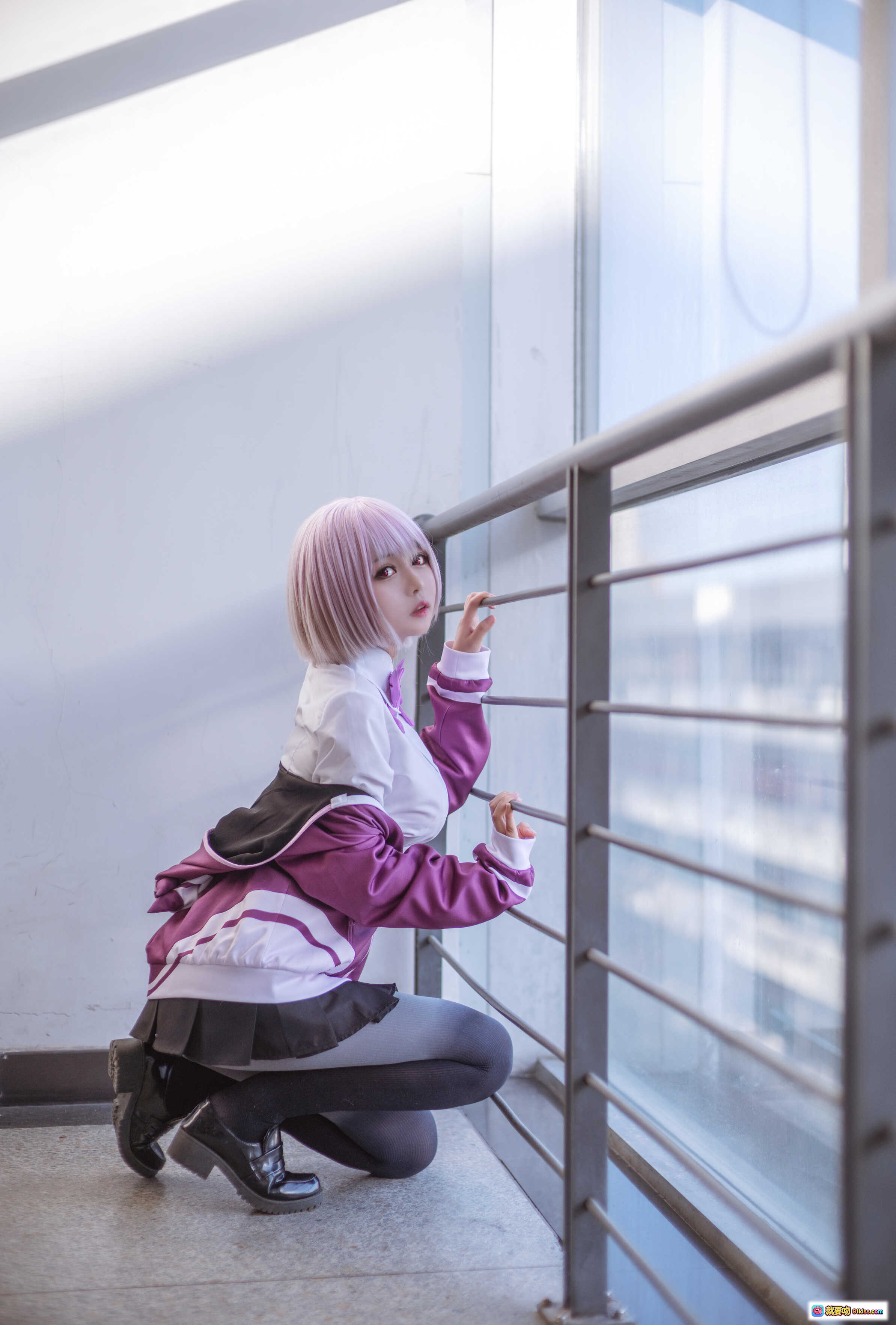 图片[5] - 黑猫猫OvO NO.017 新条茜 Cosplay 紫发少女校园风制服写真 9P高清图集 - 就要吻