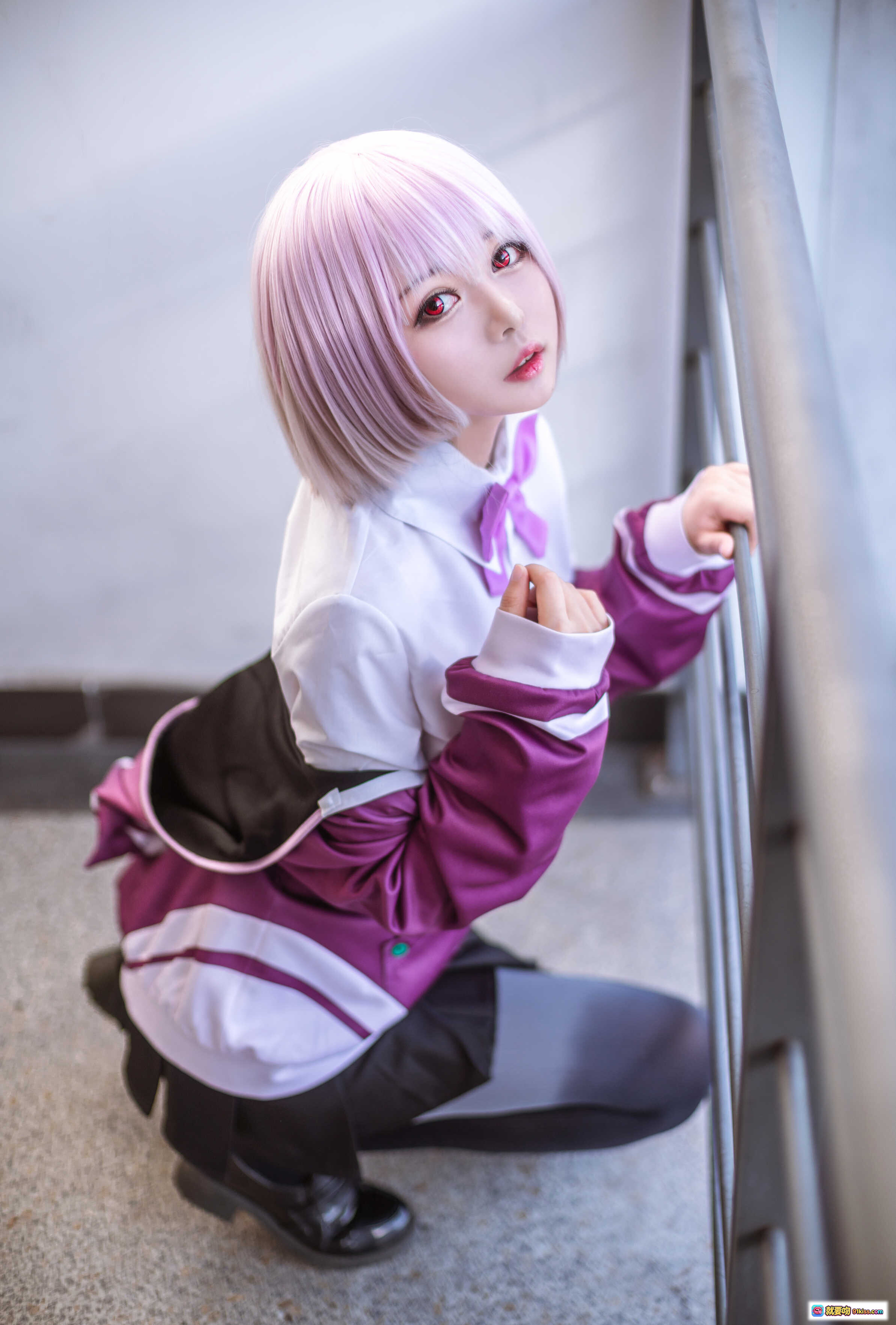 图片[4] - 黑猫猫OvO NO.017 新条茜 Cosplay 紫发少女校园风制服写真 9P高清图集 - 就要吻