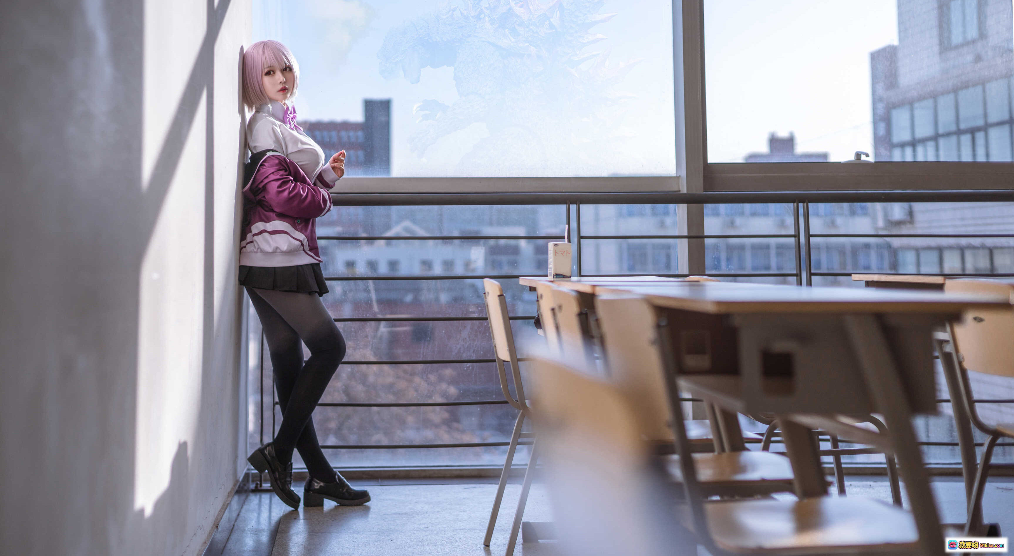 图片[9] - 黑猫猫OvO NO.017 新条茜 Cosplay 紫发少女校园风制服写真 9P高清图集 - 就要吻