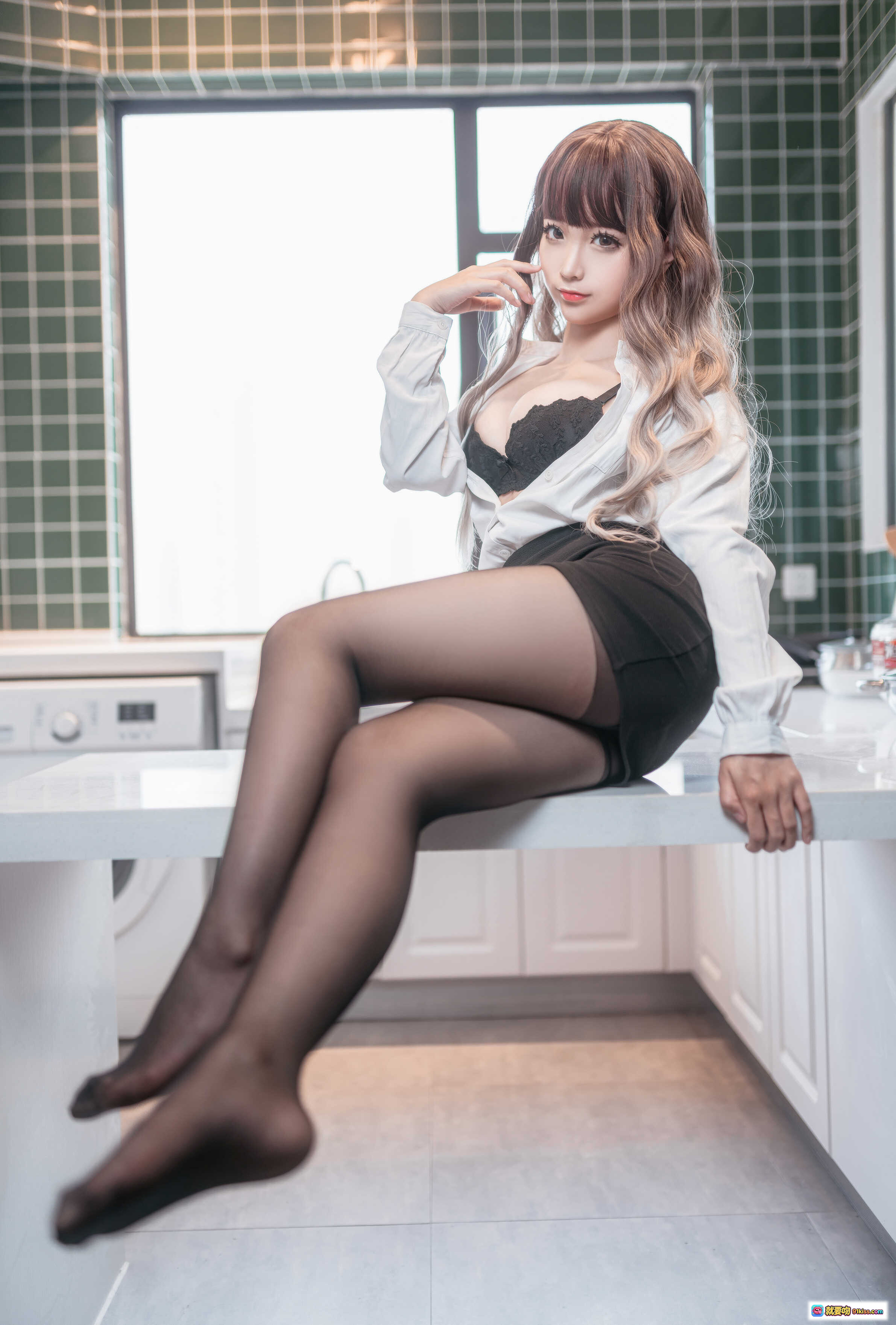 图片[9] - 蠢沫沫NO.077制服写真 黑丝美腿高跟鞋 时尚职场风 40P高清图集 - 就要吻