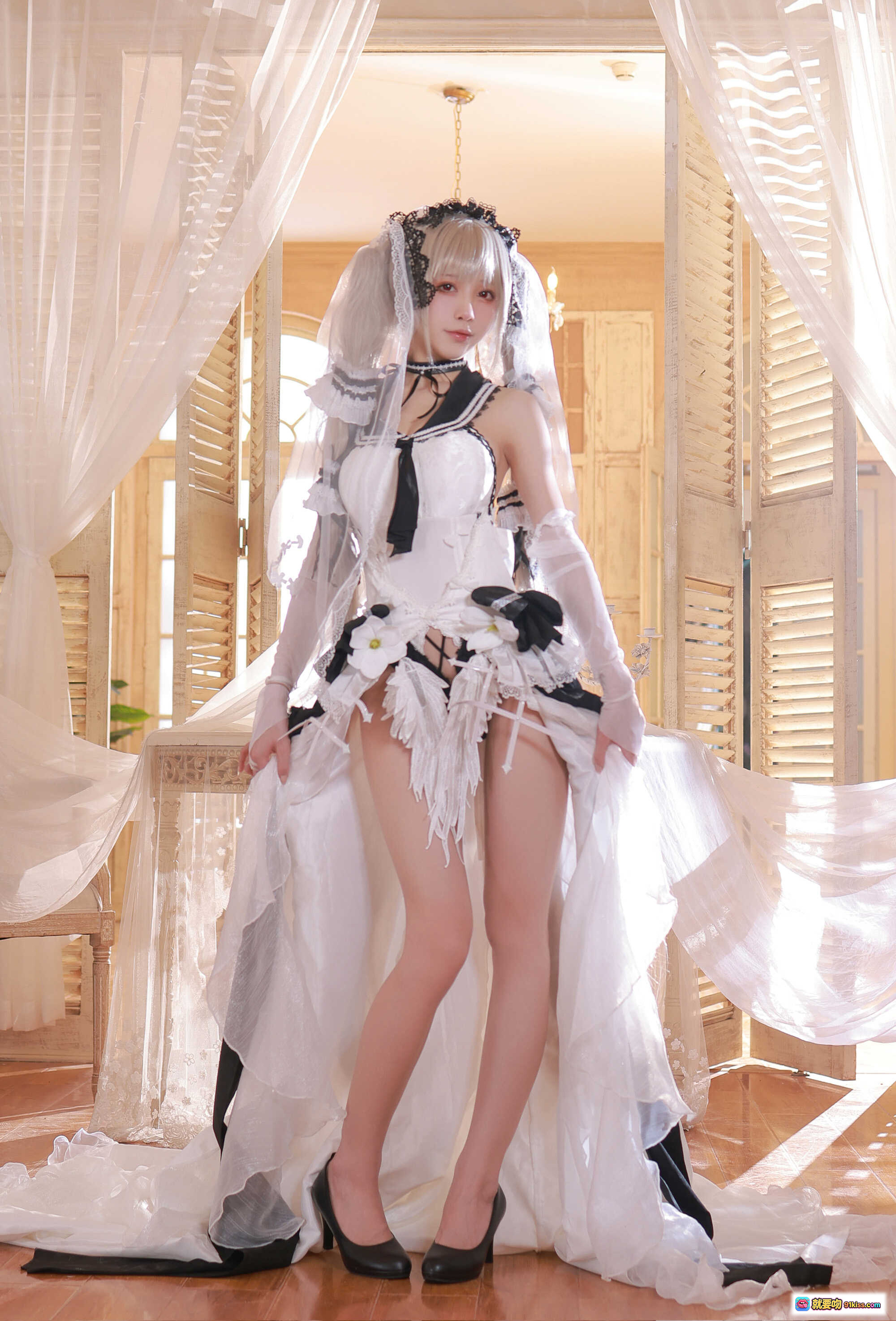 图片[9] - 水淼aqua NO.087 碧蓝航线可畏cosplay 白色女仆装长发蕾丝美臀写真 133P高清图集 - 就要吻