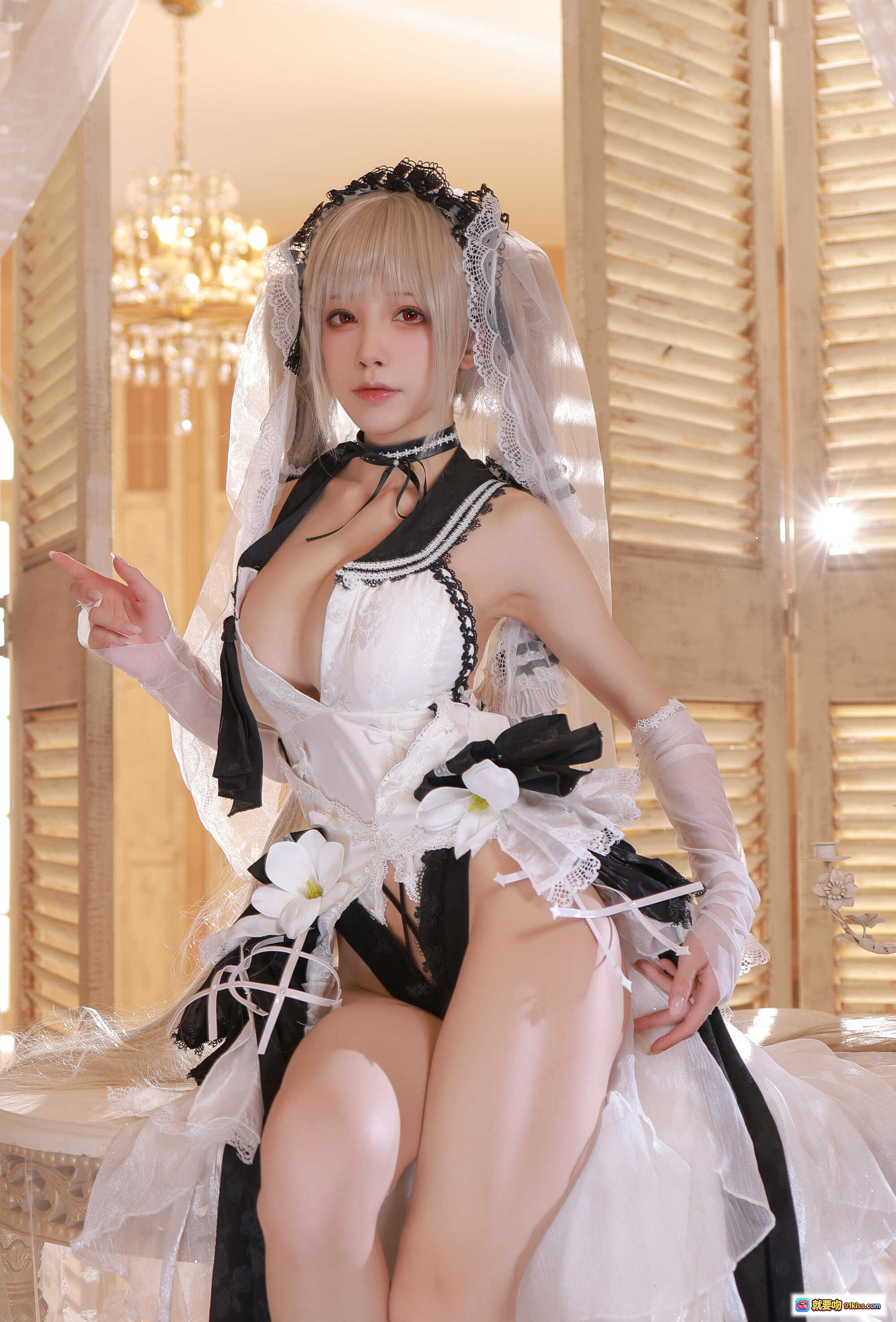 图片[8] - 水淼aqua NO.087 碧蓝航线可畏cosplay 白色女仆装长发蕾丝美臀写真 133P高清图集 - 就要吻