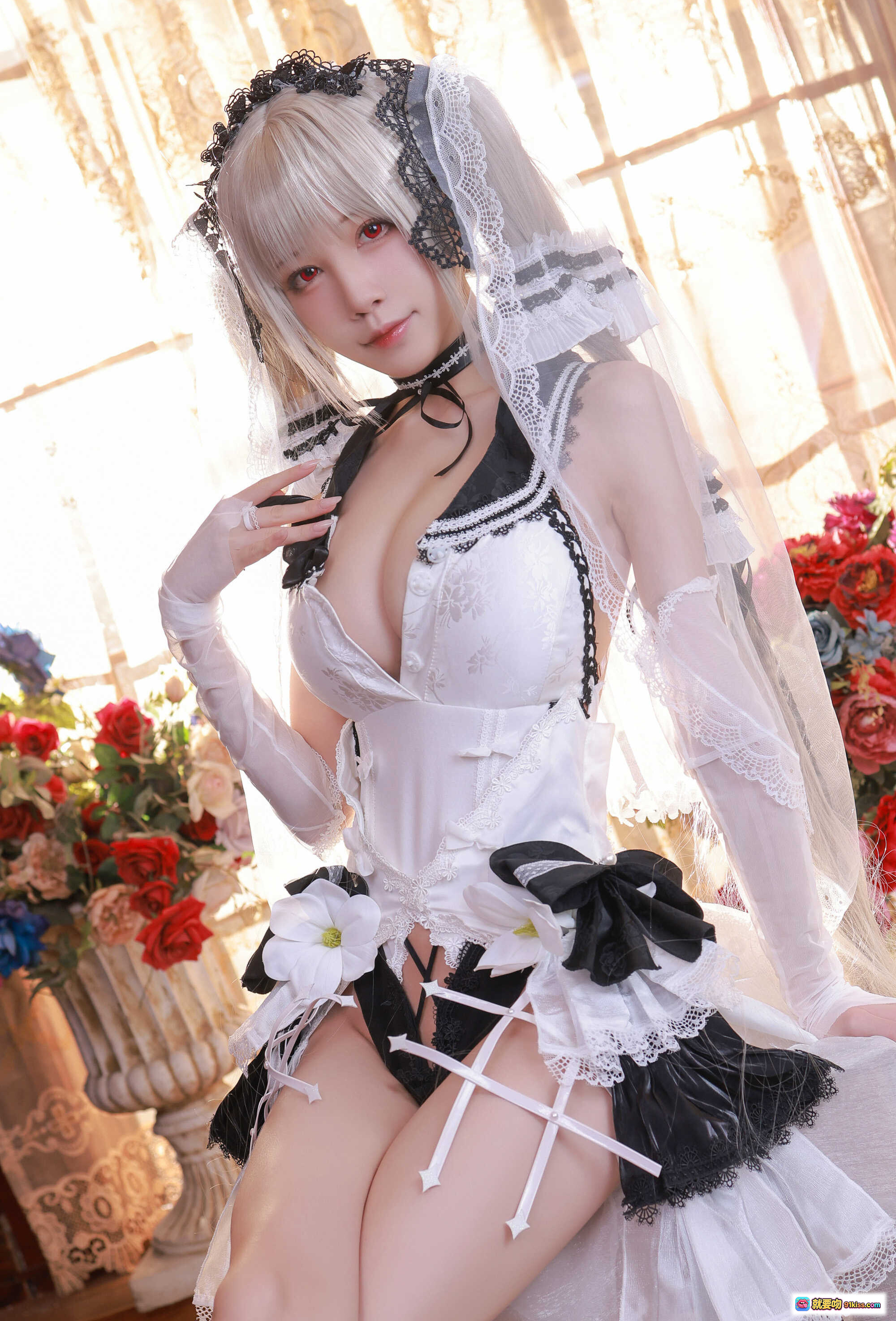 图片[2] - 水淼aqua NO.087 碧蓝航线可畏cosplay 白色女仆装长发蕾丝美臀写真 133P高清图集 - 就要吻