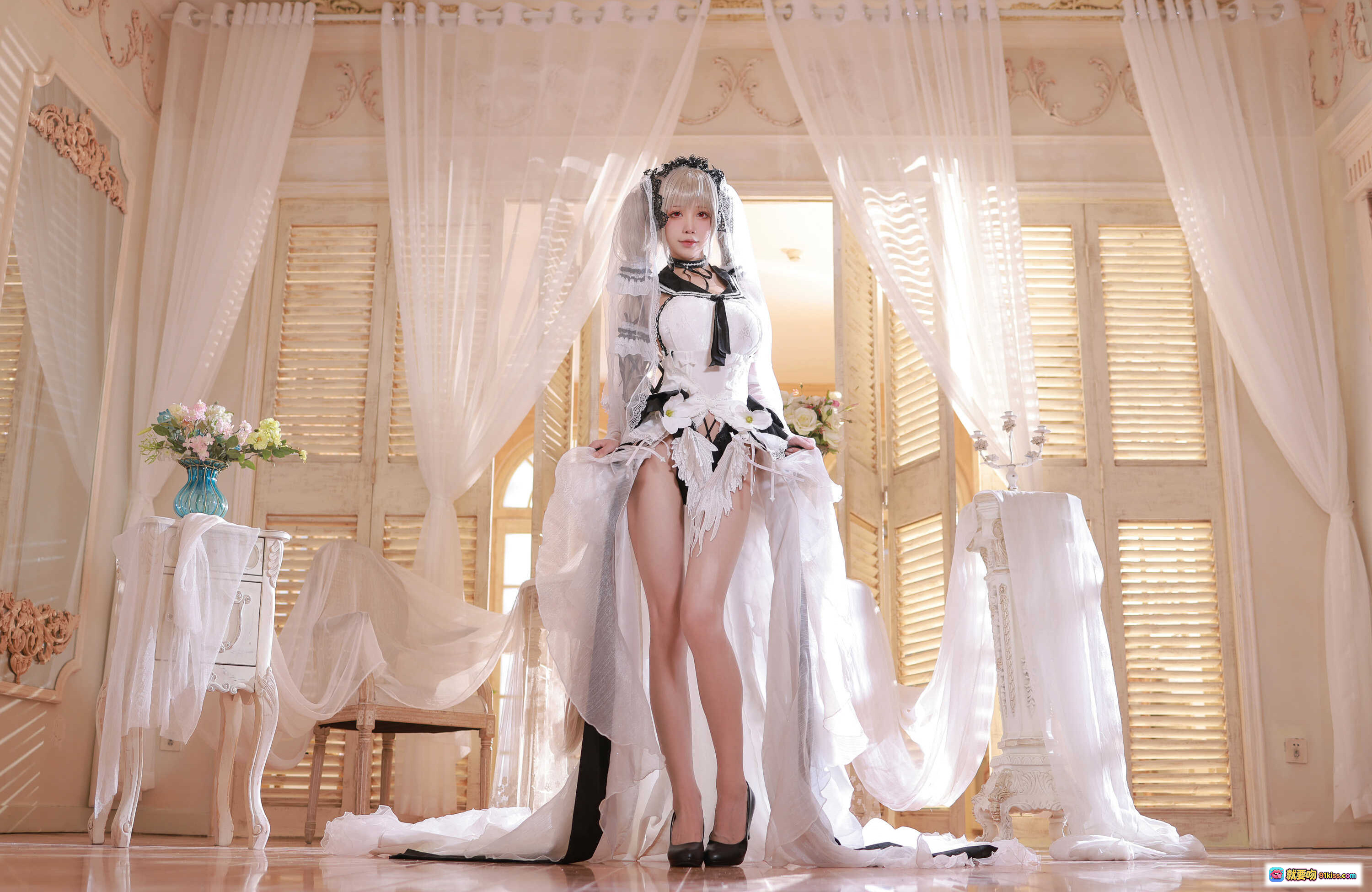 图片[6] - 水淼aqua NO.087 碧蓝航线可畏cosplay 白色女仆装长发蕾丝美臀写真 133P高清图集 - 就要吻