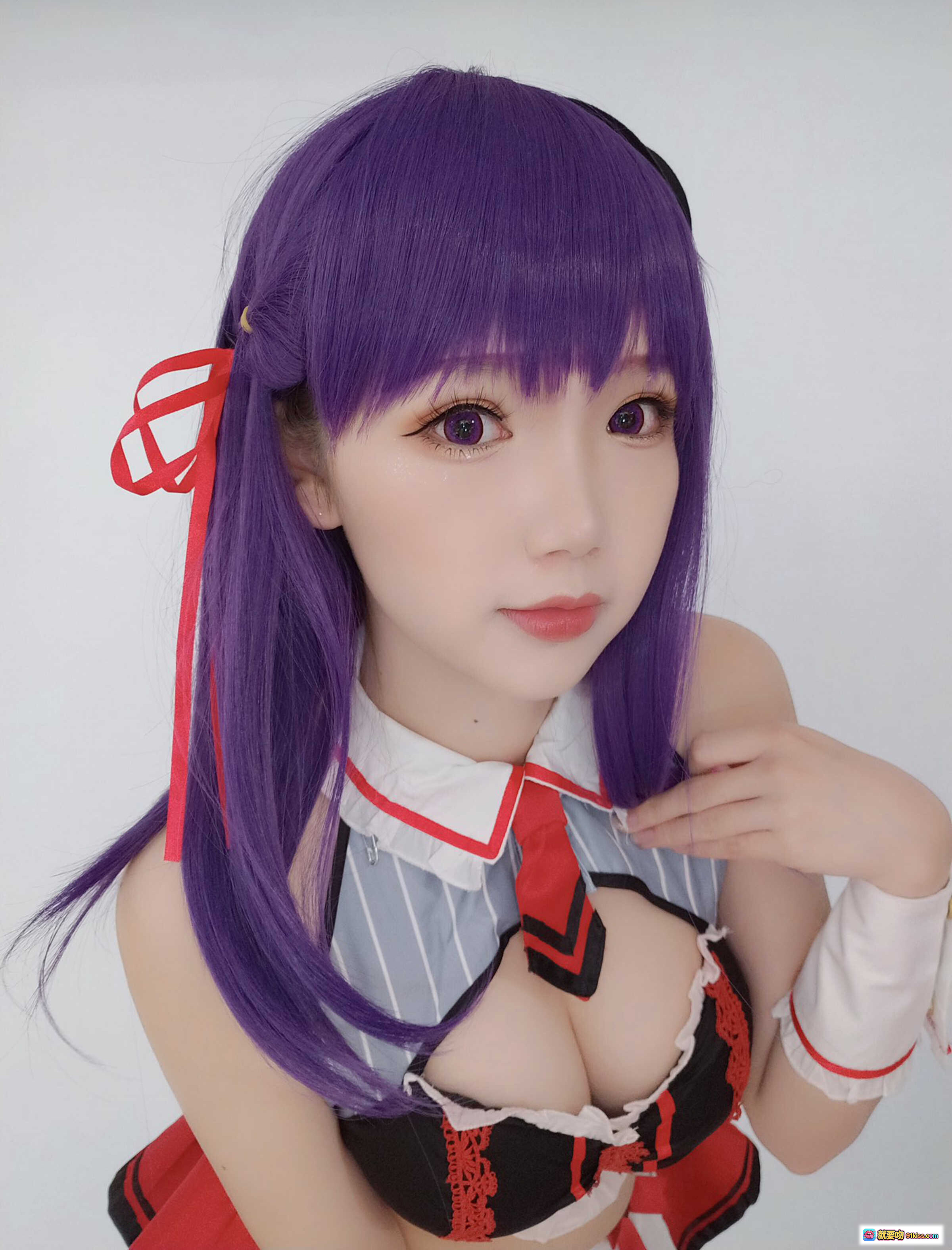 图片[7] - 雪晴Astra NO.024 FGO角色cosplay 紫发女仆装 红黑配色 甜美性感写真 31P高清图集 - 就要吻