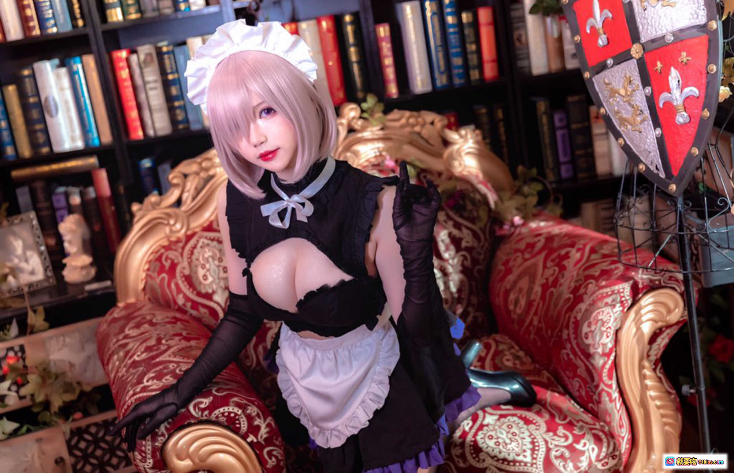 图片[5] - 雪晴Astra NO.024 FGO角色cosplay 紫发女仆装 红黑配色 甜美性感写真 31P高清图集 - 就要吻
