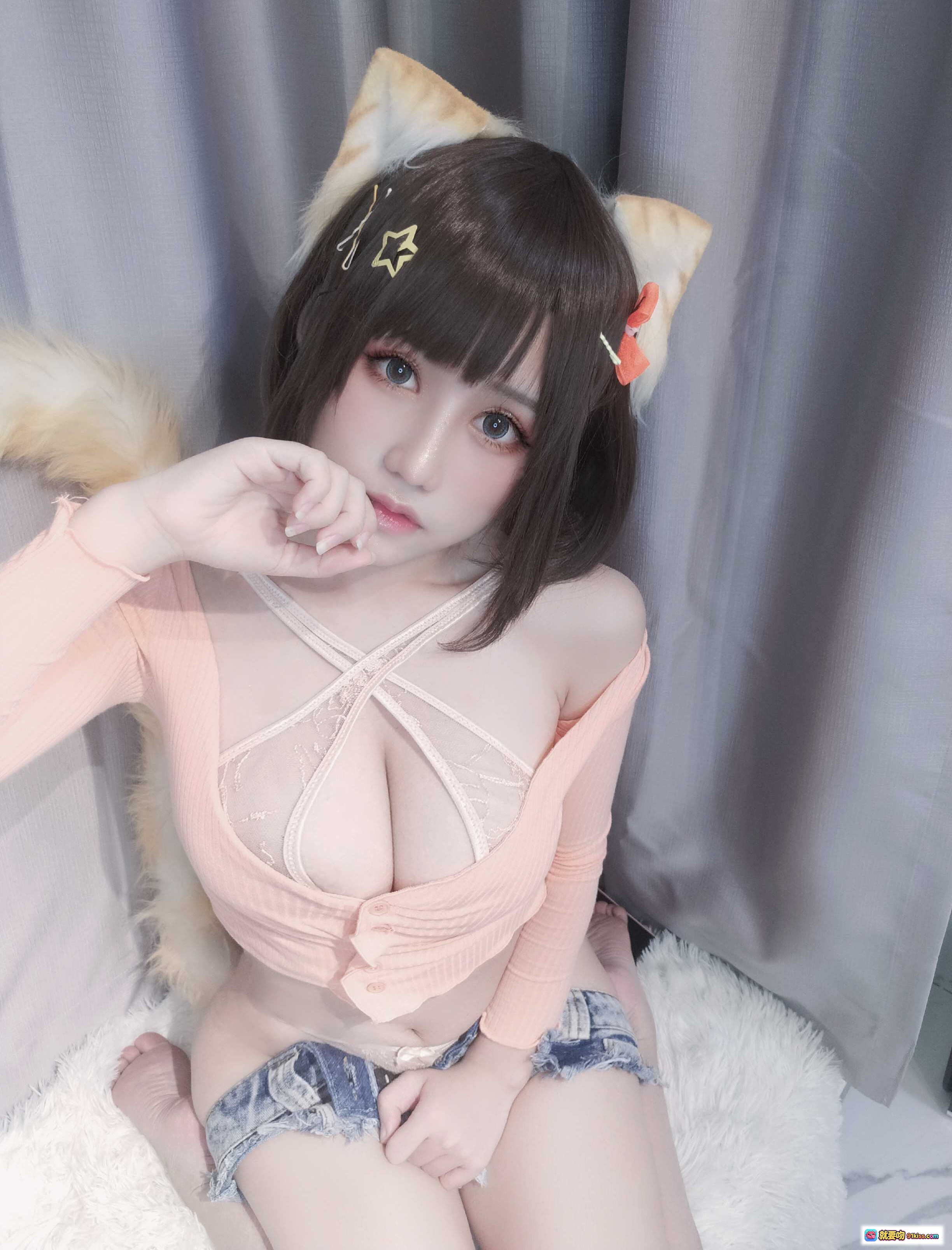 图片[8] - 一笑芳香沁 NO.016 大橘为重 粉色蕾丝内衣写真 甜美短发星饰 自拍美图 25P高清图集 - 就要吻