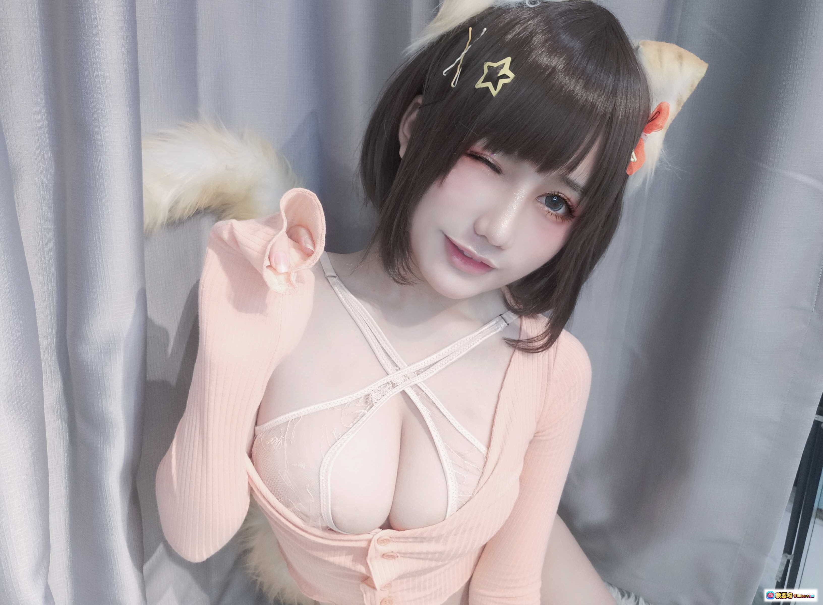 图片[7] - 一笑芳香沁 NO.016 大橘为重 粉色蕾丝内衣写真 甜美短发星饰 自拍美图 25P高清图集 - 就要吻