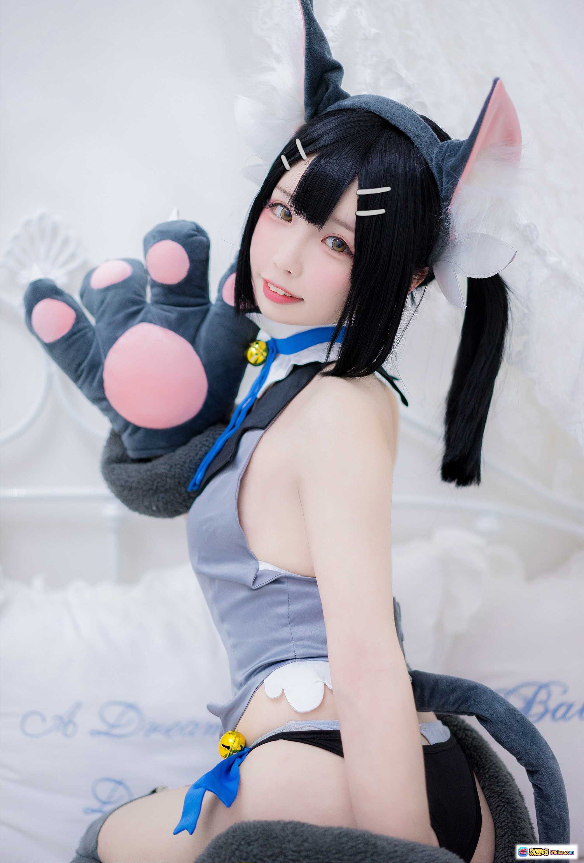 图片[8] - 十万珍吱伏特NO.007卫宫美游cosplay猫耳女仆装灰色长袜毛绒爪套可爱写真12P - 就要吻