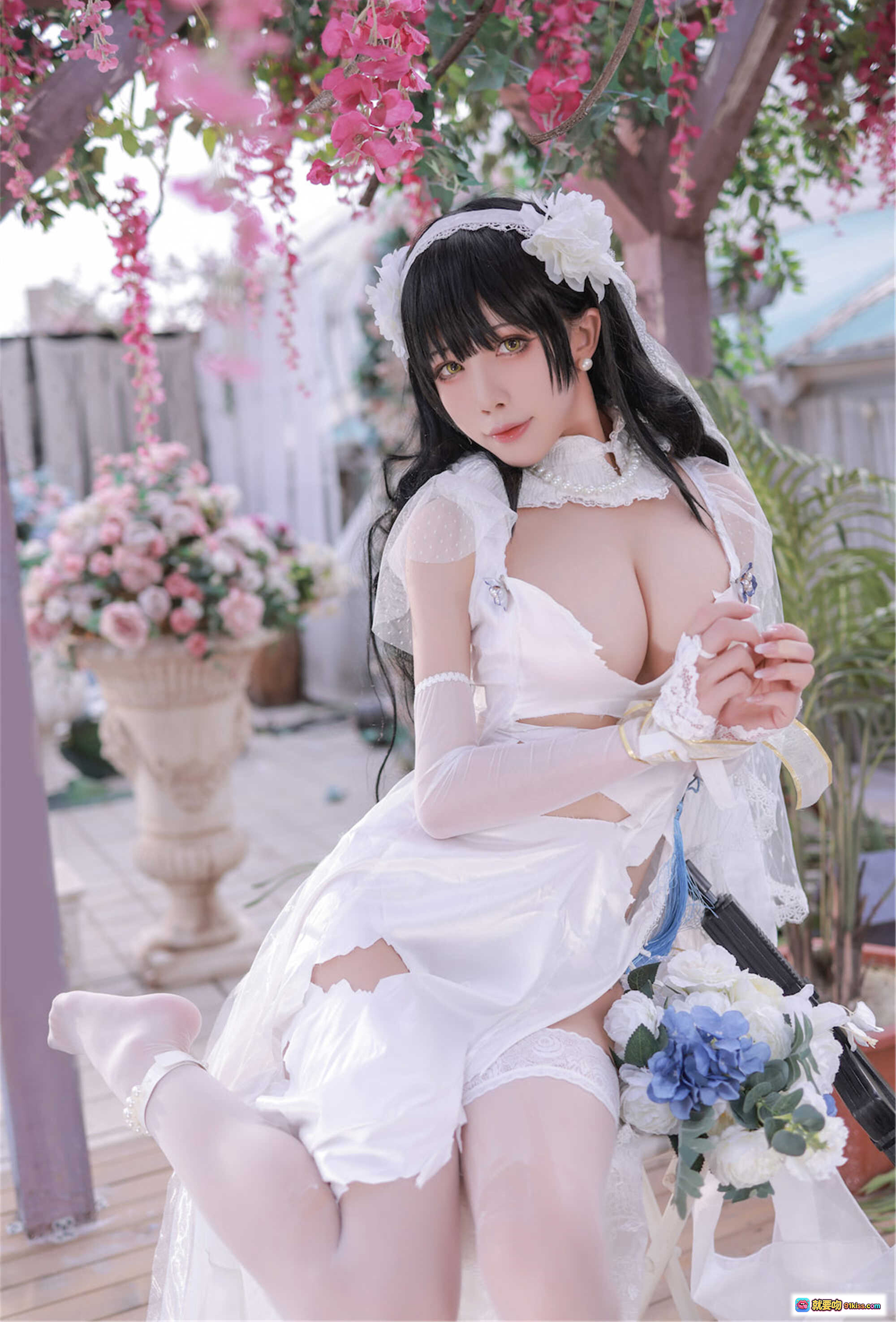 图片[9] - 水淼aqua NO.086 少女前线OTS14&Type95 Cosplay写真 优雅蕾丝裙+高跟美腿+精致妆容+室内奢华场景 77P高清图集 - 就要吻