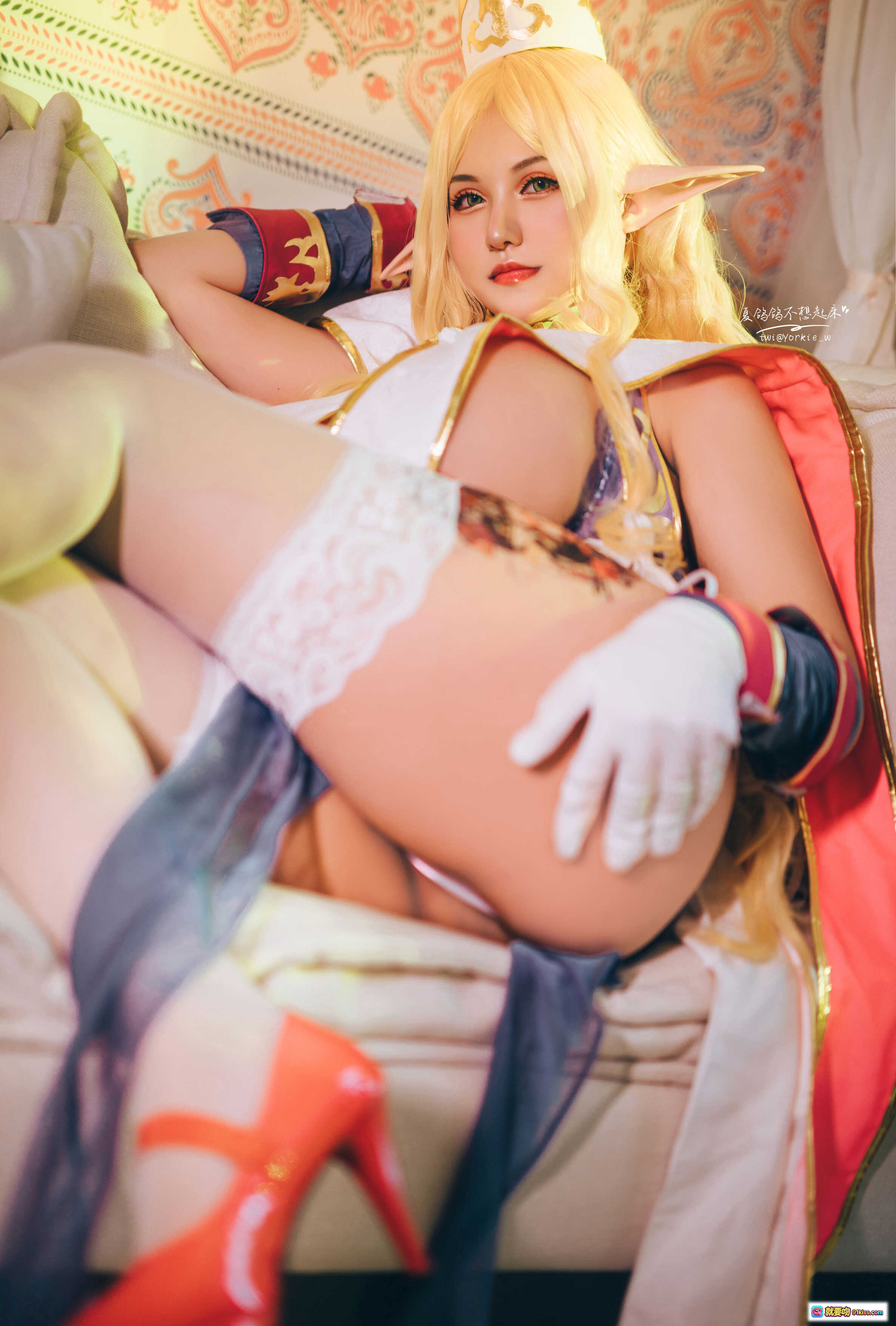 图片[3] - 夏鸽鸽不想起床NO.020精灵村普莉希拉COS写真-金发精灵少女持法杖白丝美腿室内柔光摄影41P - 就要吻