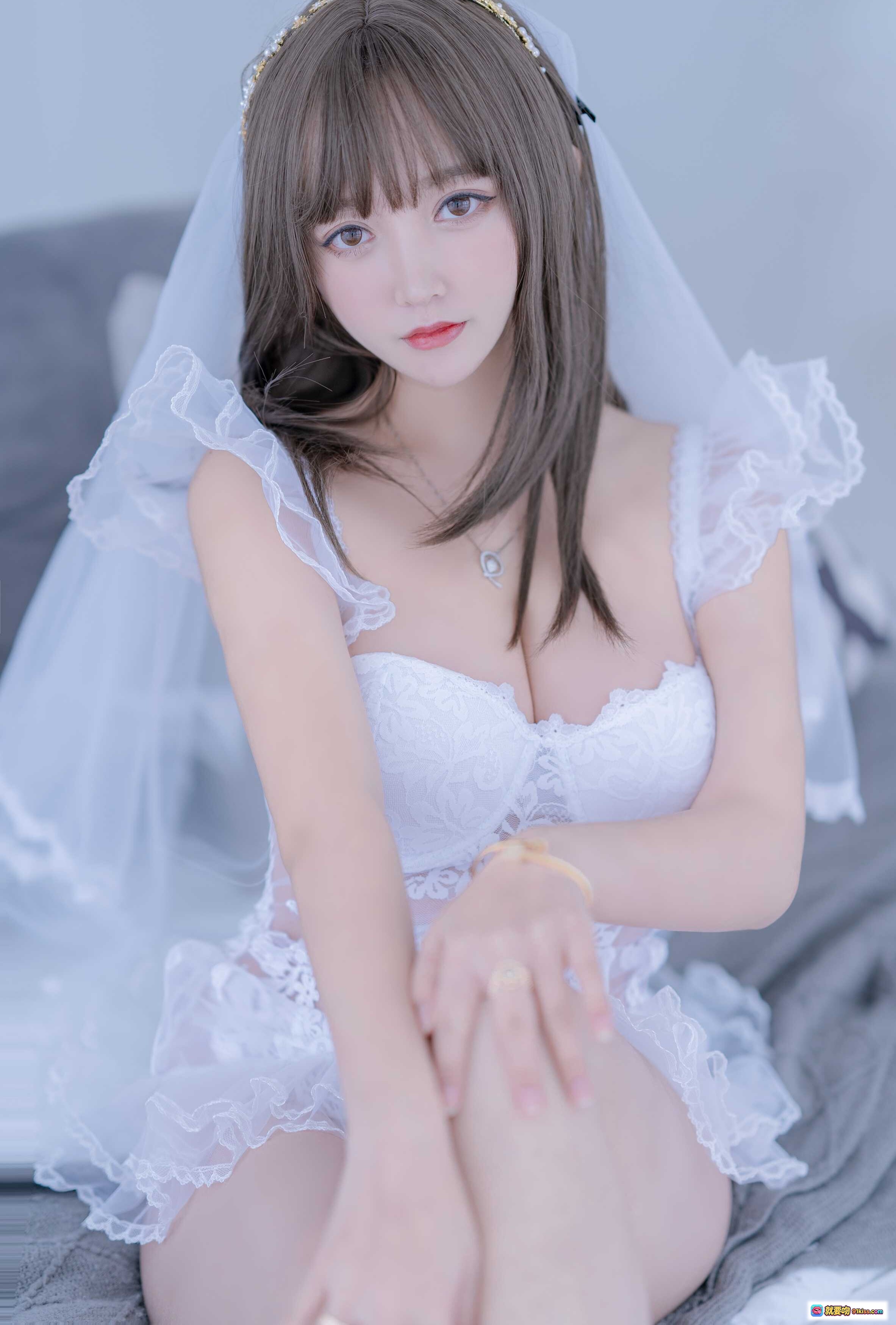 图片[8] - 白雪姬白色蕾丝婚纱内衣写真 – 过期米线线喵065米线性感跪姿私房照 - 就要吻