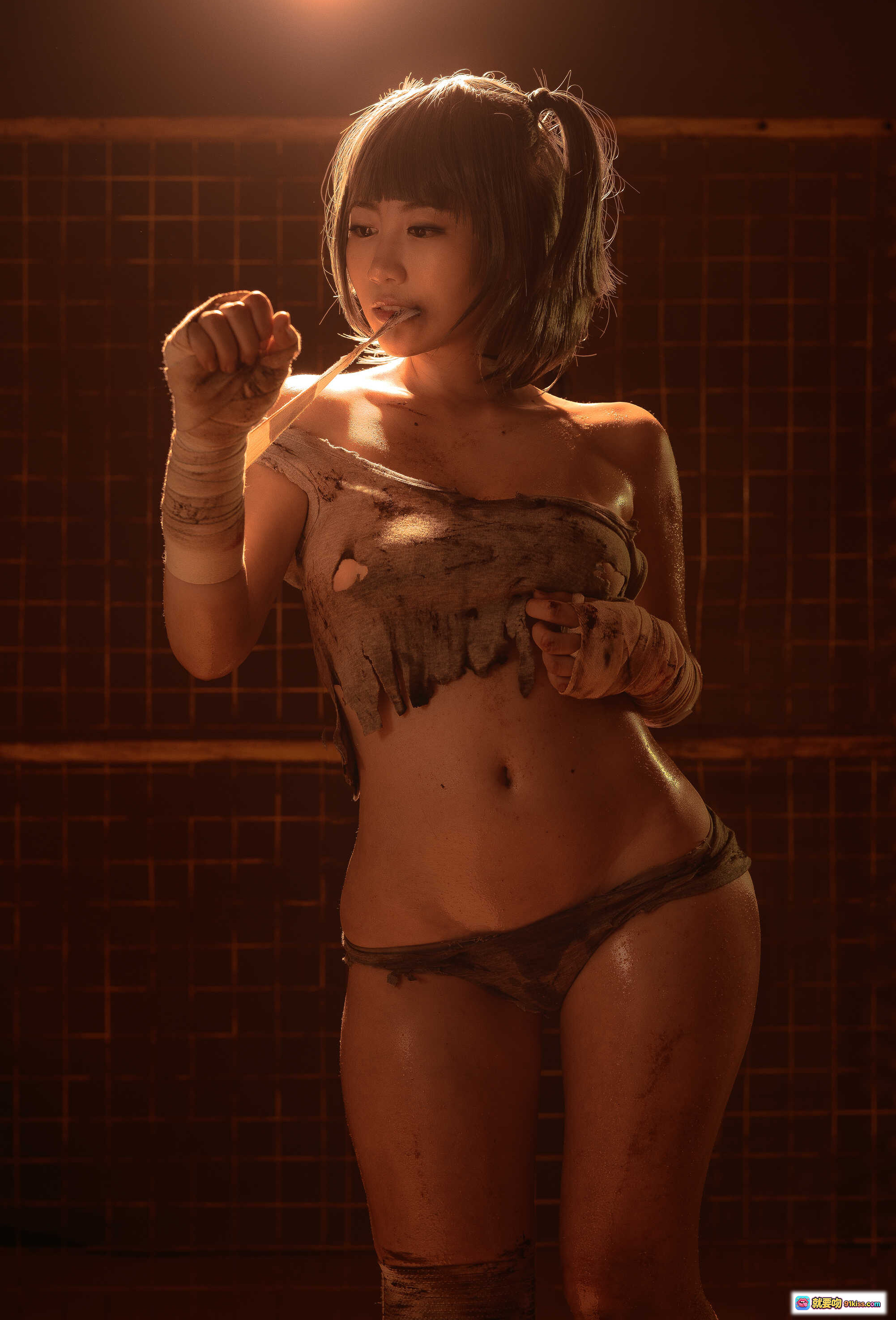 图片[5] - Nagesa魔物喵 新蔻島シンコウジマ 001ボクサー 污渍战斗装束 热血格斗少女 逆光剪影写真 - 就要吻