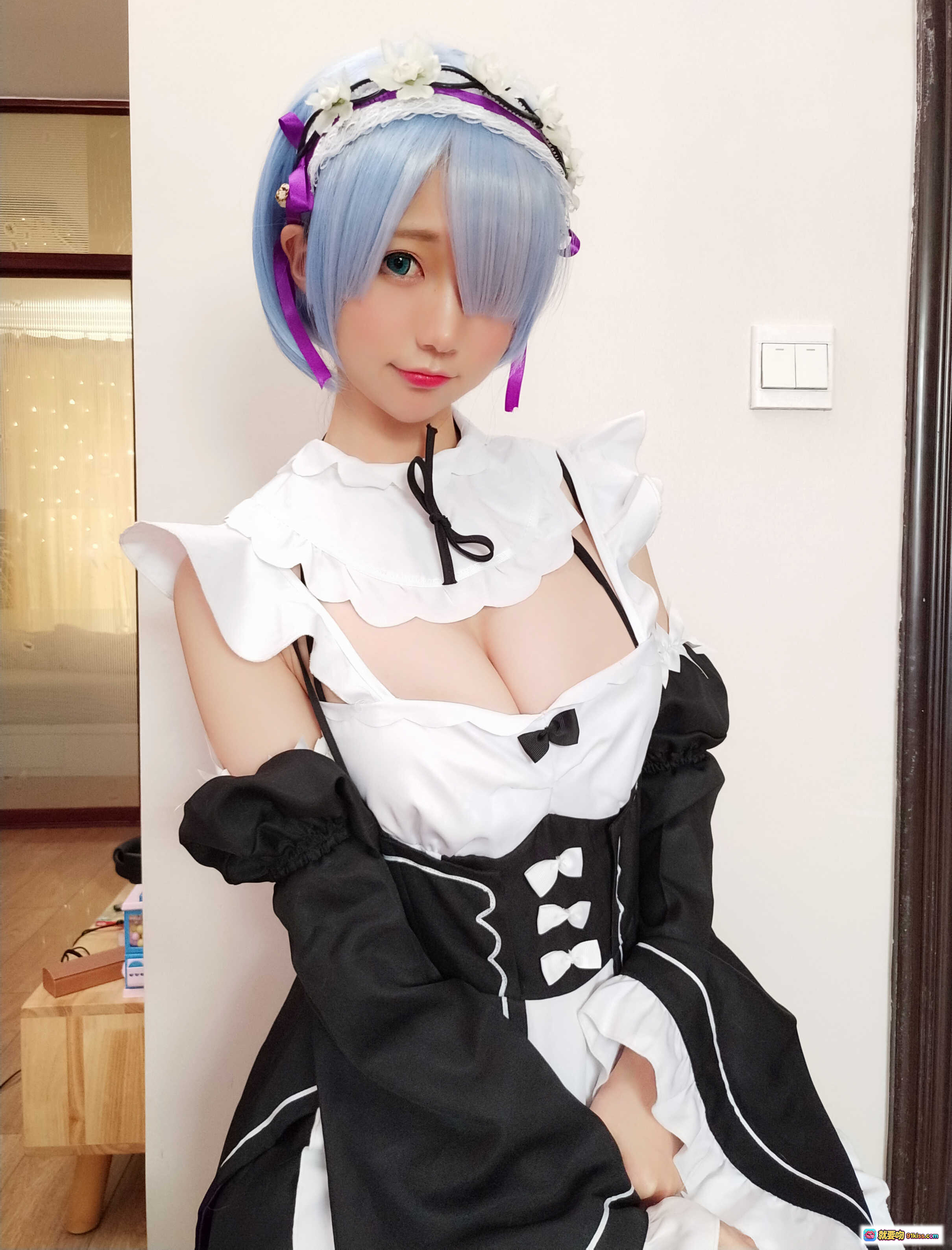 图片[6] - Nagesa魔物喵NO.033蕾姆Cosplay写真 40P178M 蓝发女仆装 精致妆容 甜美表情 室内拍摄 高清美图 - 就要吻