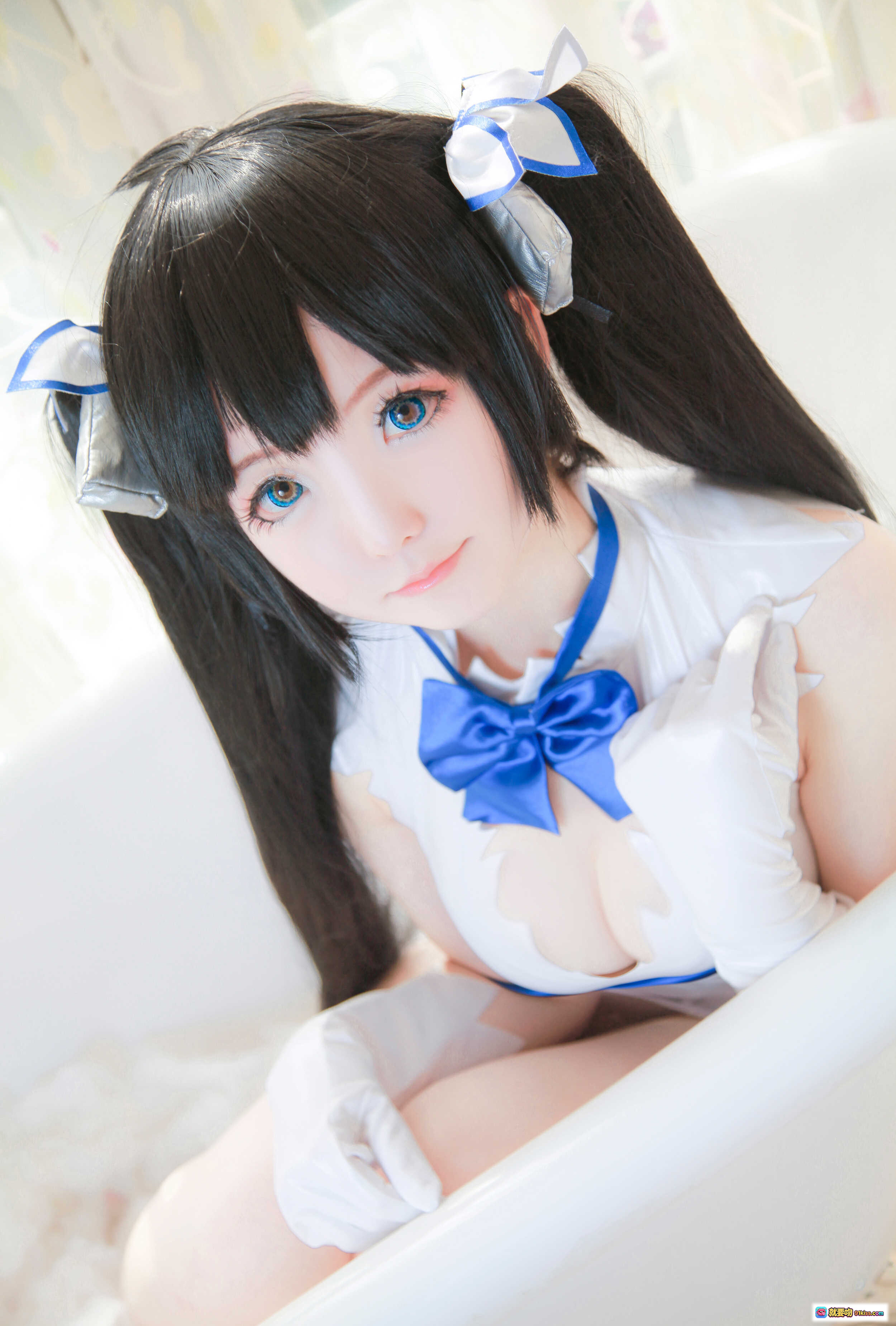图片[3] - 一小央泽NO.006赫提亚斯cosplay写真 白裙蓝蝴蝶结双马尾黑长直美少女角色扮演高清图集 - 就要吻