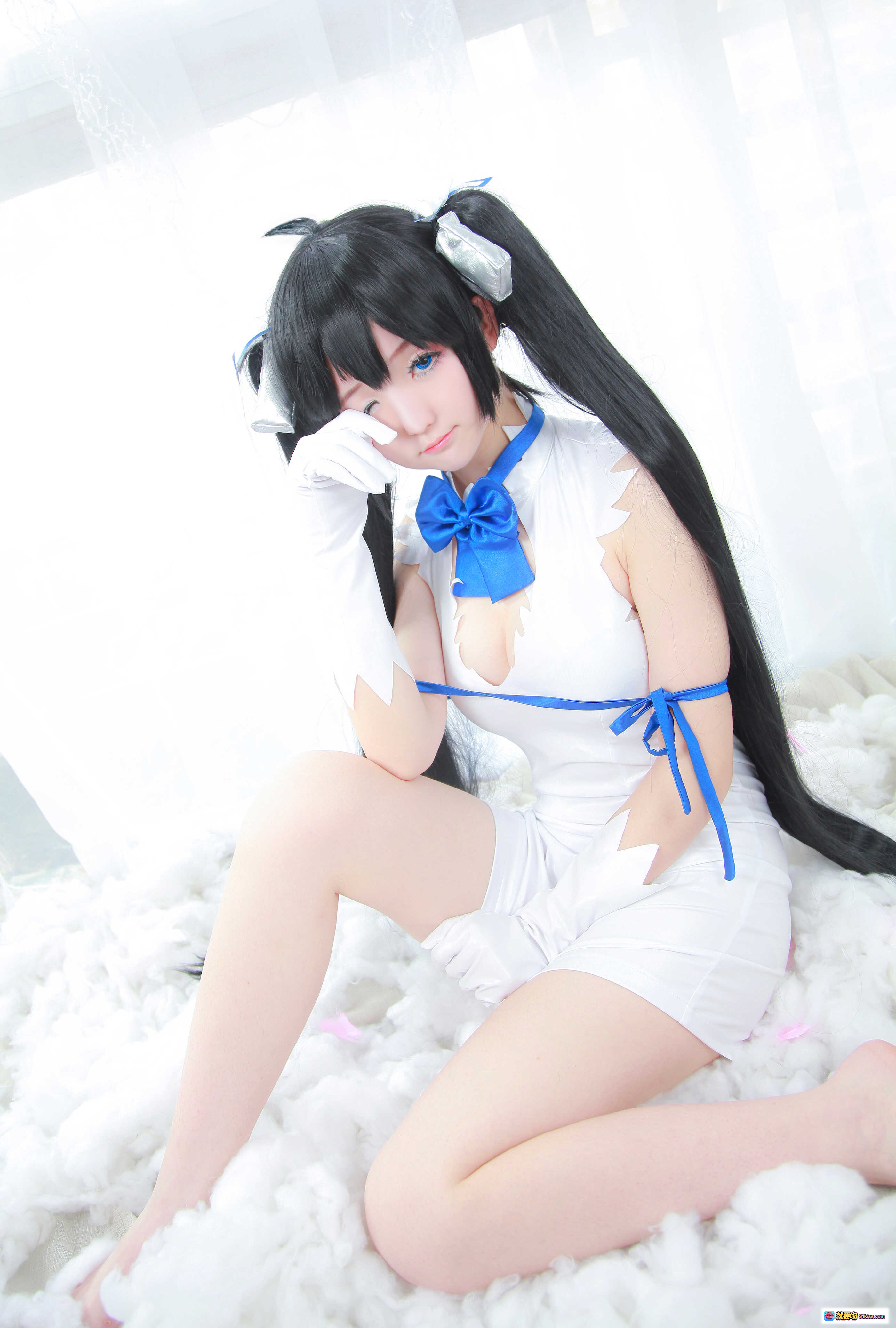 图片[4] - 一小央泽NO.006赫提亚斯cosplay写真 白裙蓝蝴蝶结双马尾黑长直美少女角色扮演高清图集 - 就要吻