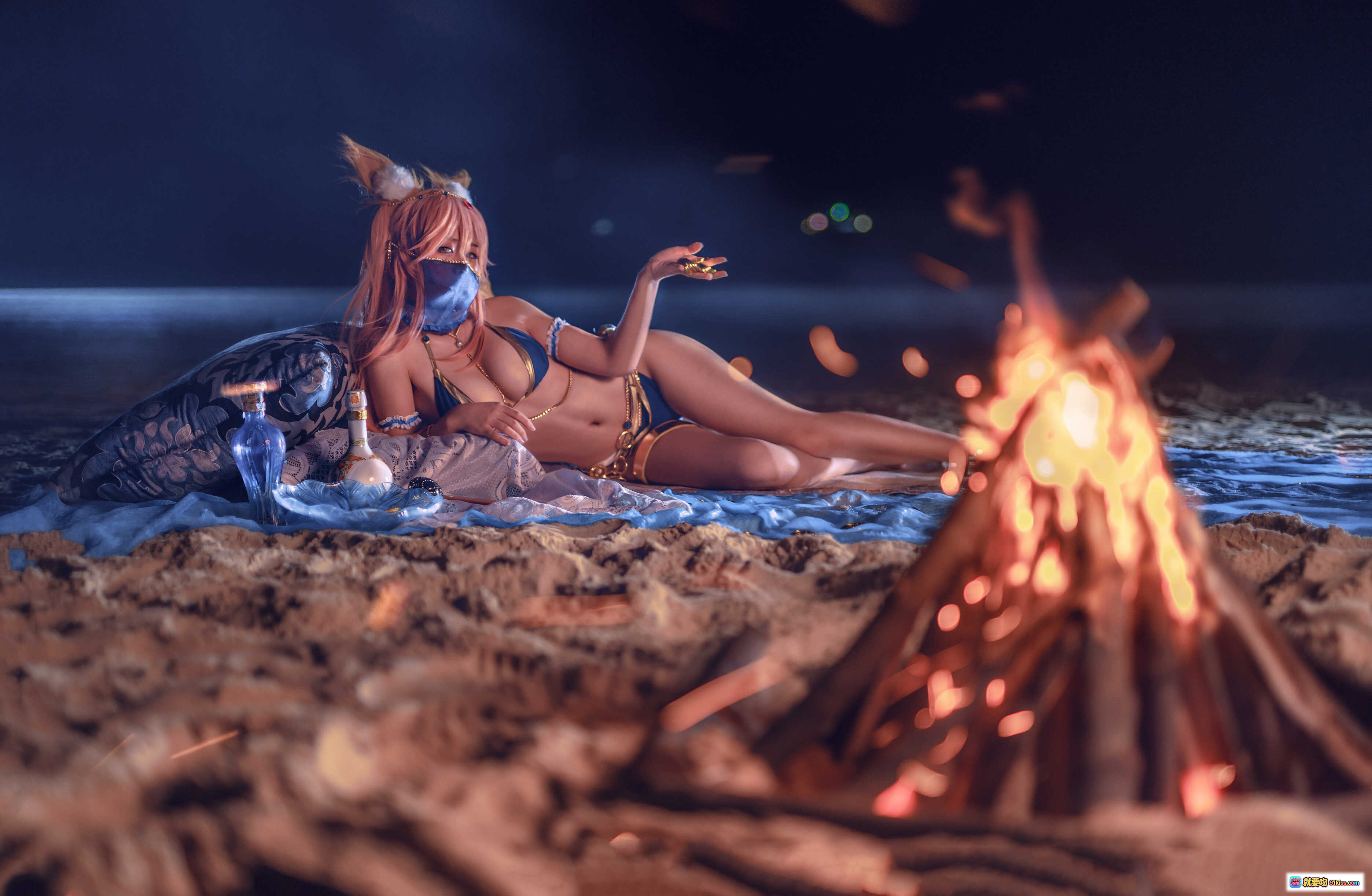 图片[4] - 一笑芳香沁NO.004舞娘Cosplay写真｜粉发狐耳少女比基尼造型｜户外柔光氛围感美图 - 就要吻