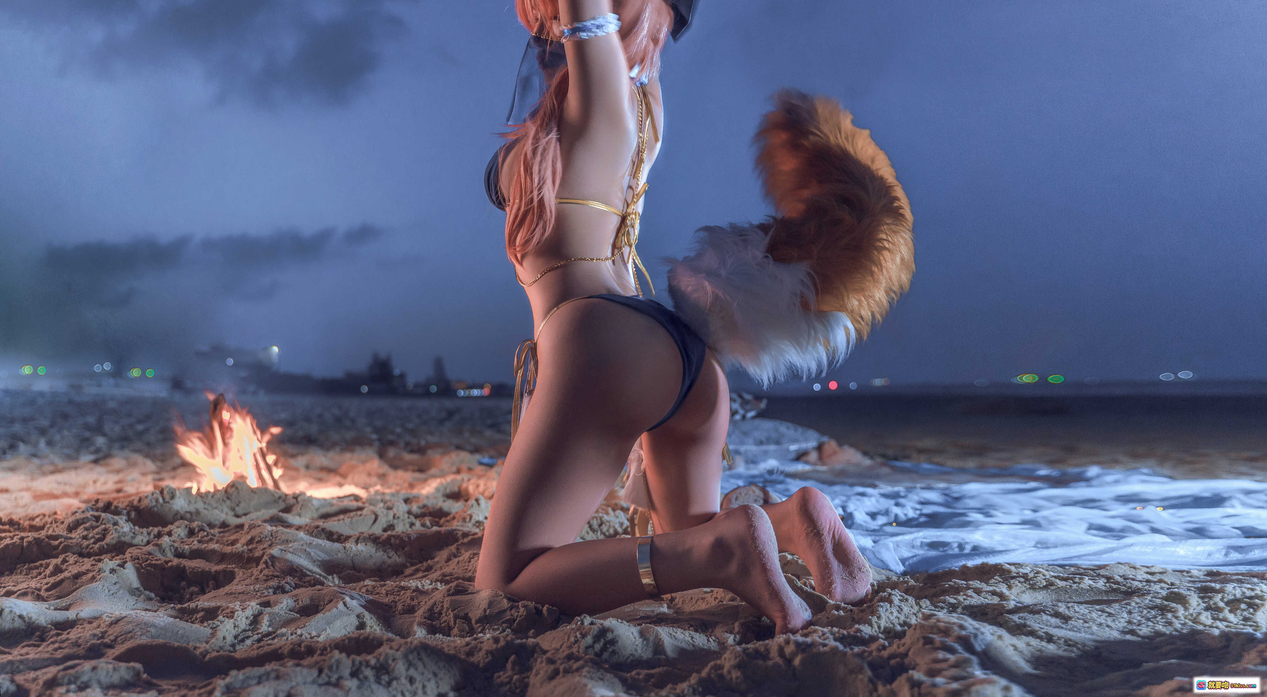 图片[7] - 一笑芳香沁NO.004舞娘Cosplay写真｜粉发狐耳少女比基尼造型｜户外柔光氛围感美图 - 就要吻