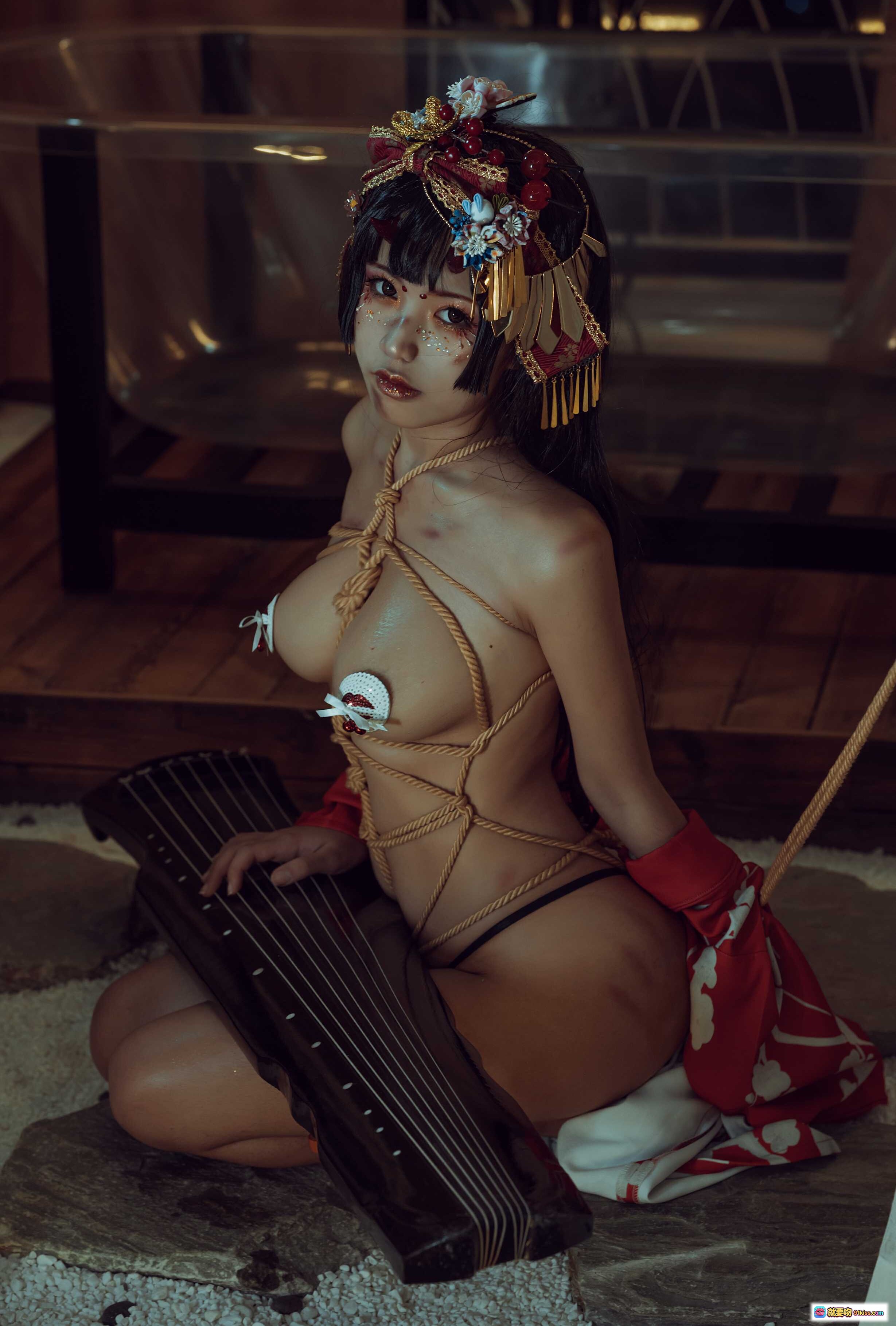 图片[10] - 一笑芳香沁NO.009箱庭妖怪写真集｜和风绳艺捆绑·古筝少女·日式发饰·红衣诱惑·31P高清图集 - 就要吻