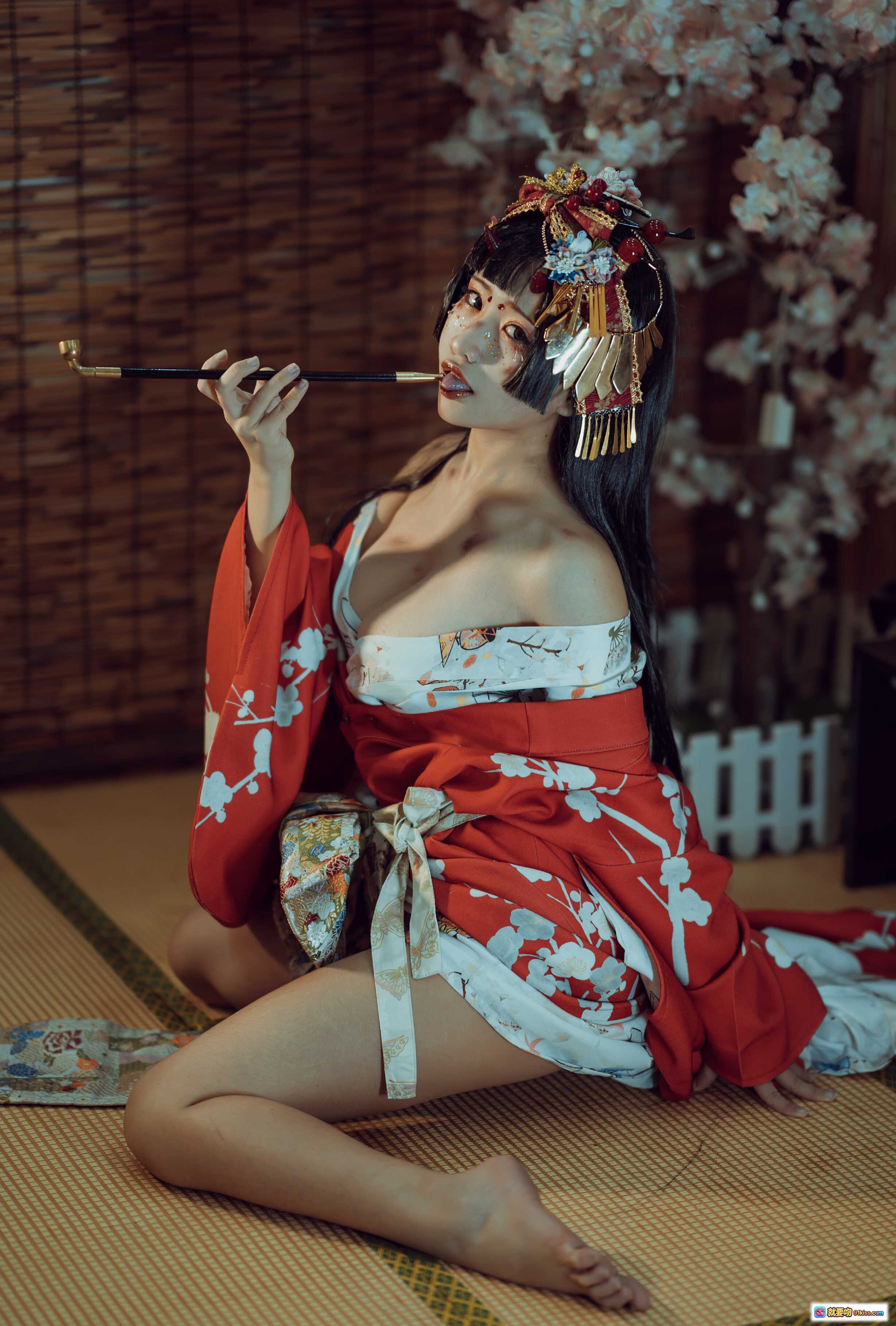 图片[7] - 一笑芳香沁NO.009箱庭妖怪写真集｜和风绳艺捆绑·古筝少女·日式发饰·红衣诱惑·31P高清图集 - 就要吻