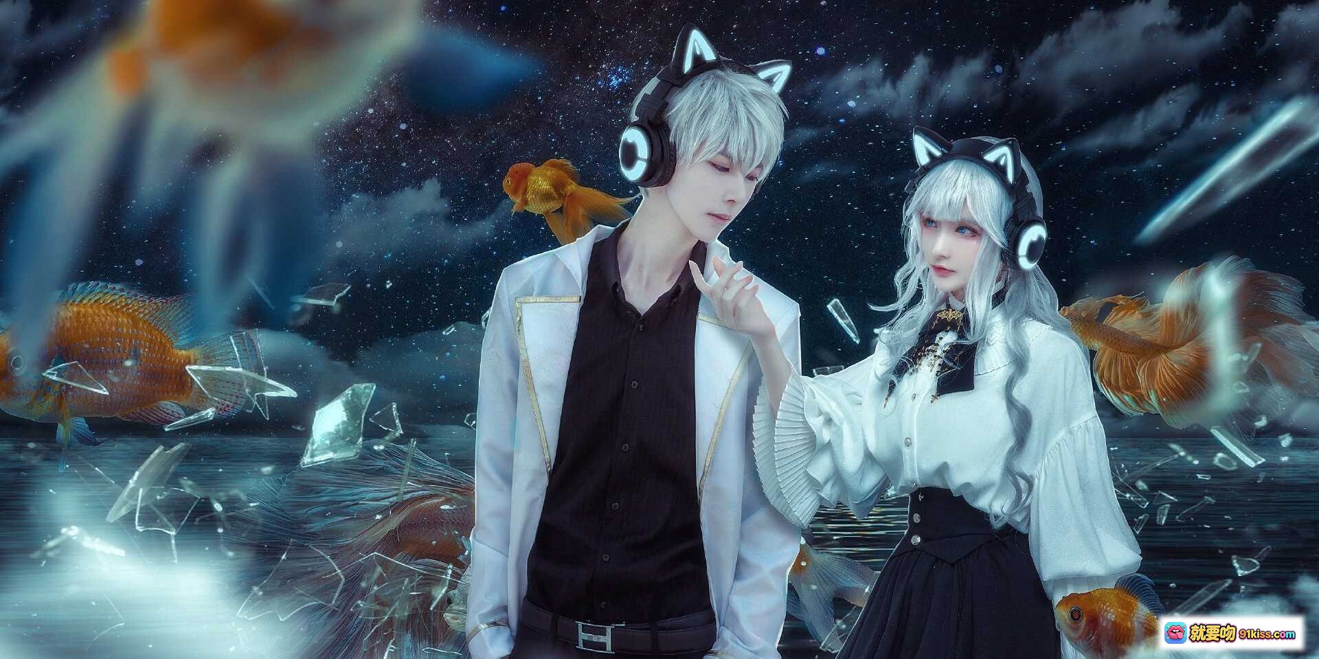 图片[6] - 妖舞耳机NO.026猫耳造型银发少女洛丽塔风穿搭白色衬衫黑裙电竞头戴式耳机时尚写真 - 就要吻