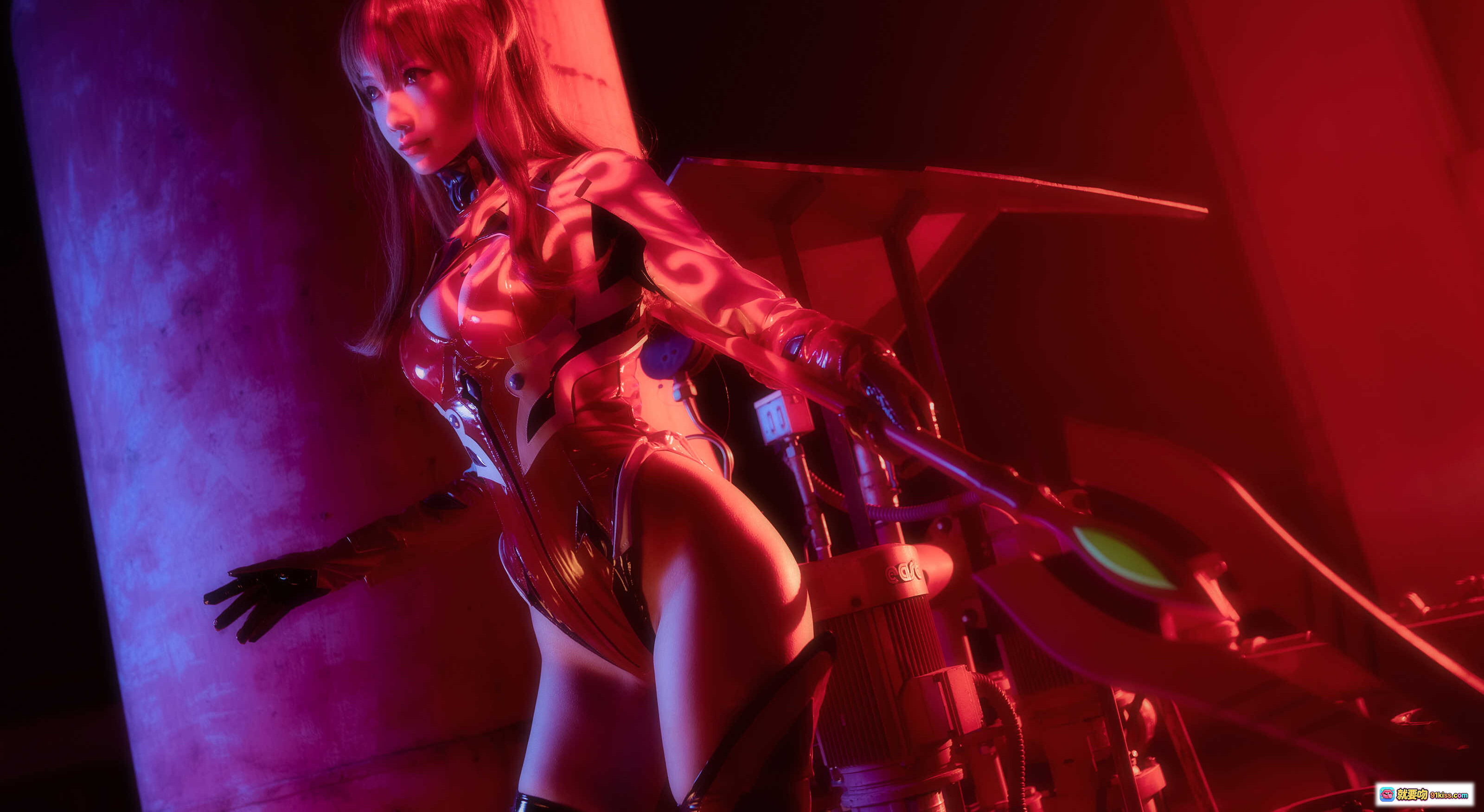 图片[5] - NO.015 妖少you1明日香COS写真｜红光工业风场景｜精致战损装束｜高跟长靴造型｜二次元角色还原 - 就要吻
