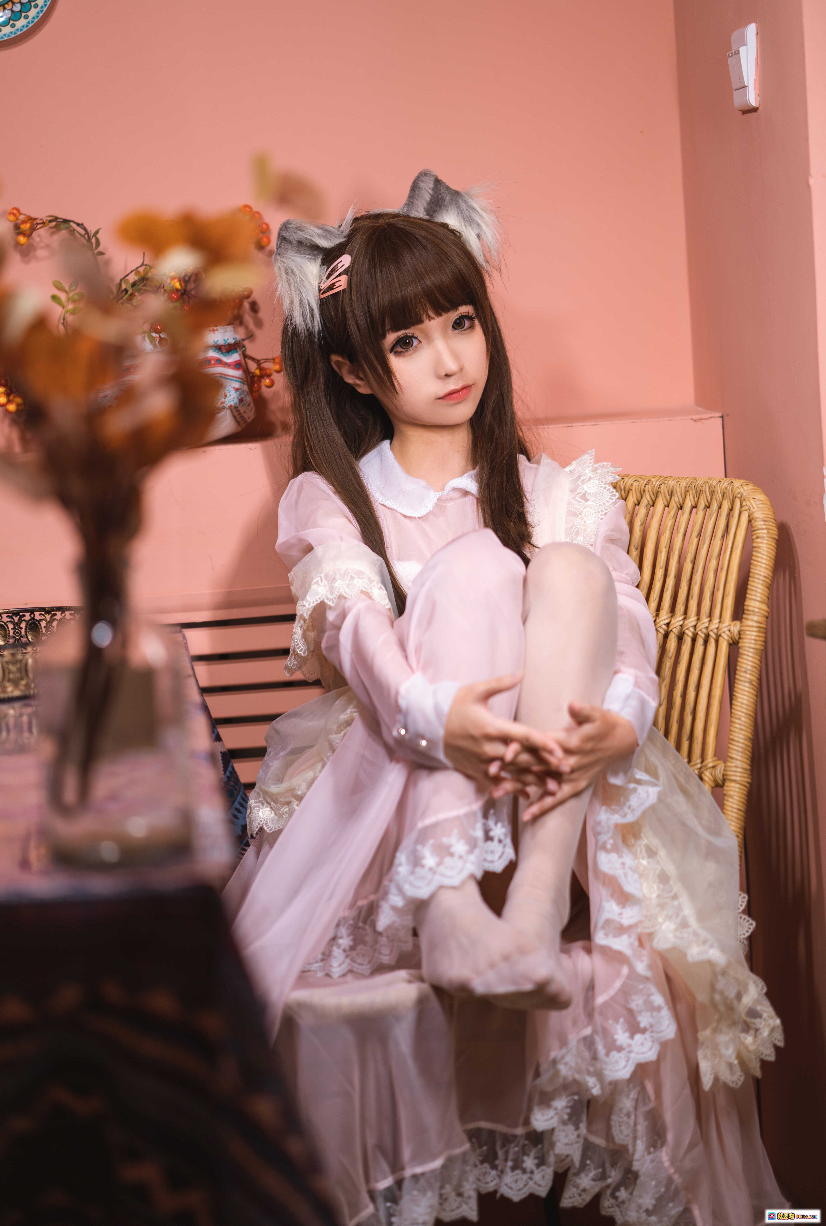 图片[3] - 蠢沫沫NO.043粉透明女仆装cosplay写真 甜美猫耳少女蕾丝透视裙高清图集 - 就要吻