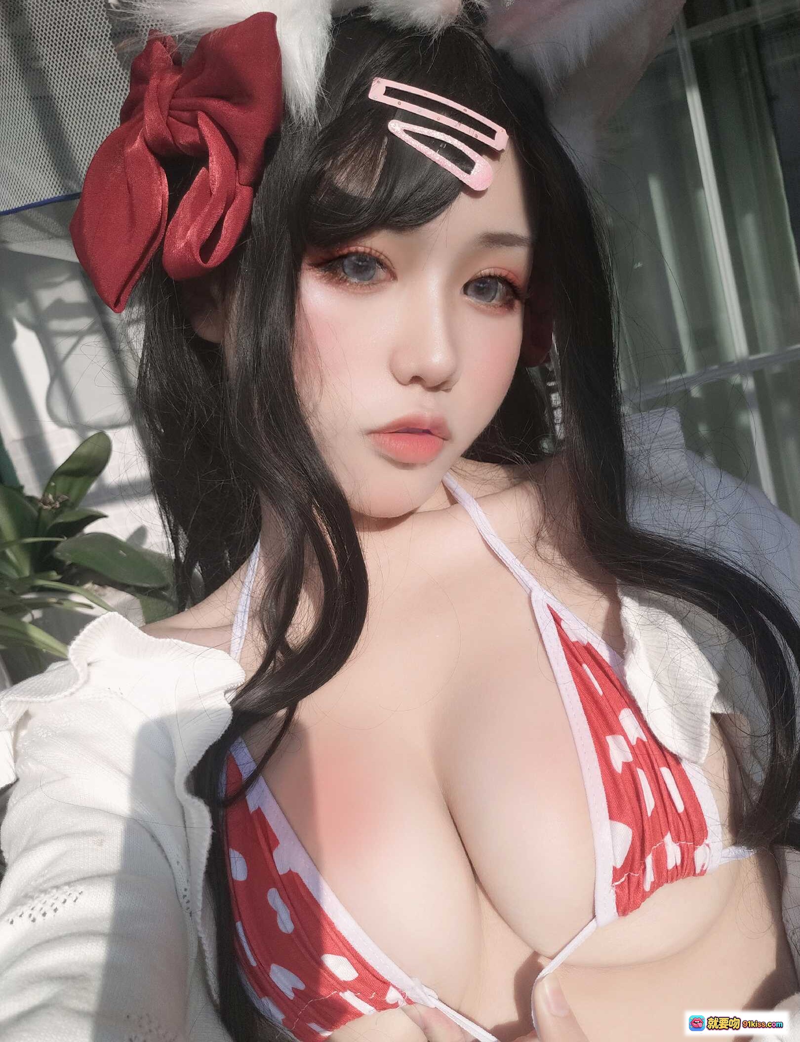 图片[6] - 一笑芳香沁NO.001窗边私房写真 猫咪陪伴 白衬衫红波点内裤 甜美性感氛围 25P高清图集 - 就要吻