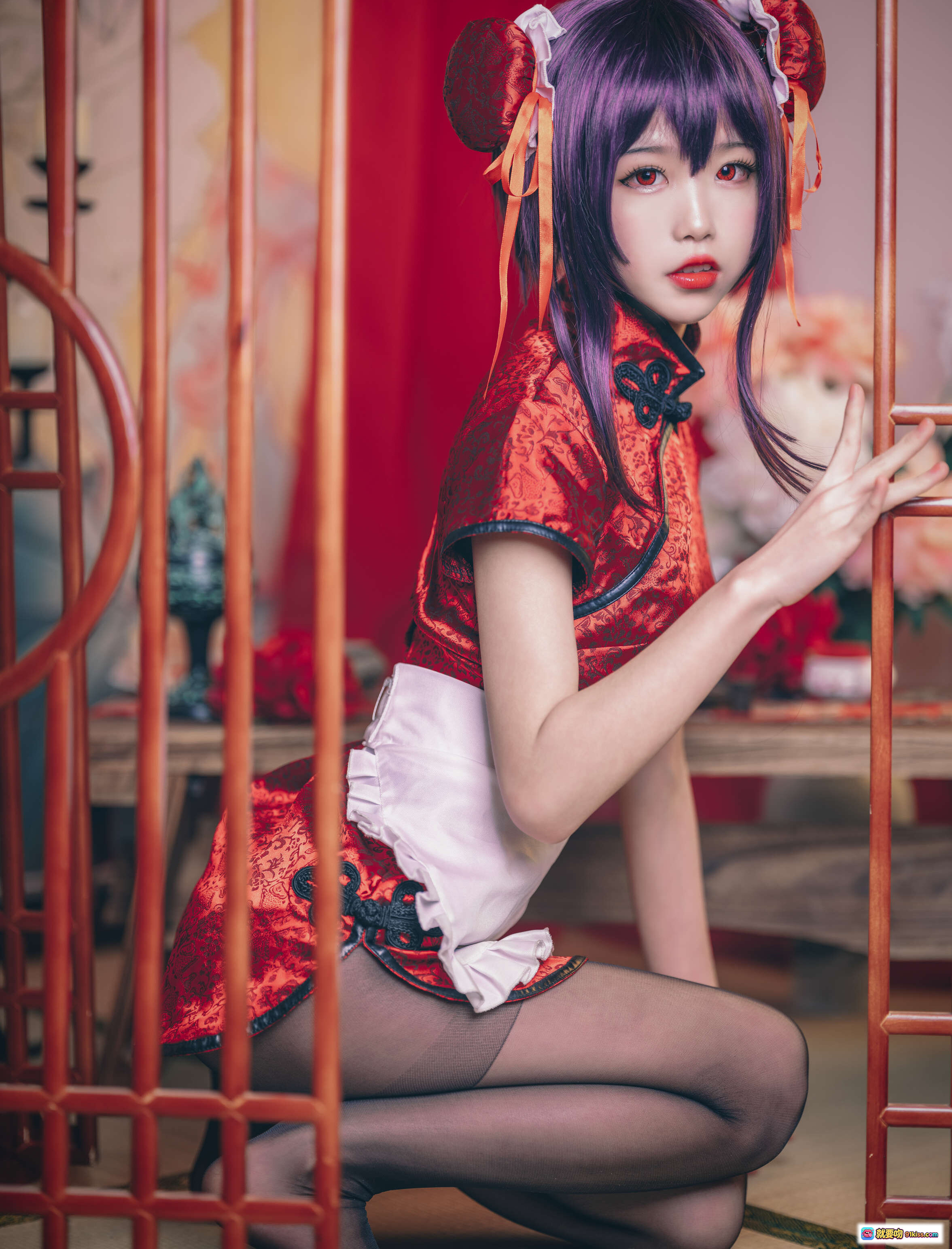 图片[3] - 水淼NO.028霞之丘诗羽旗袍写真29P586M黑丝美腿古典红裙cosplay优雅姿态高清图集 - 就要吻