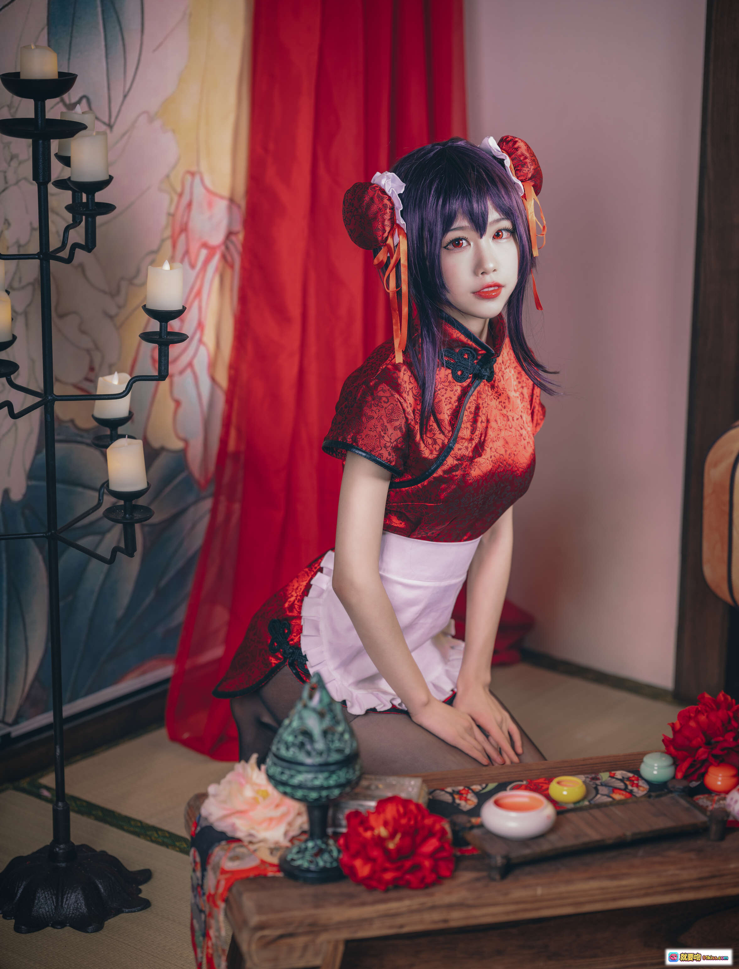 图片[8] - 水淼NO.028霞之丘诗羽旗袍写真29P586M黑丝美腿古典红裙cosplay优雅姿态高清图集 - 就要吻