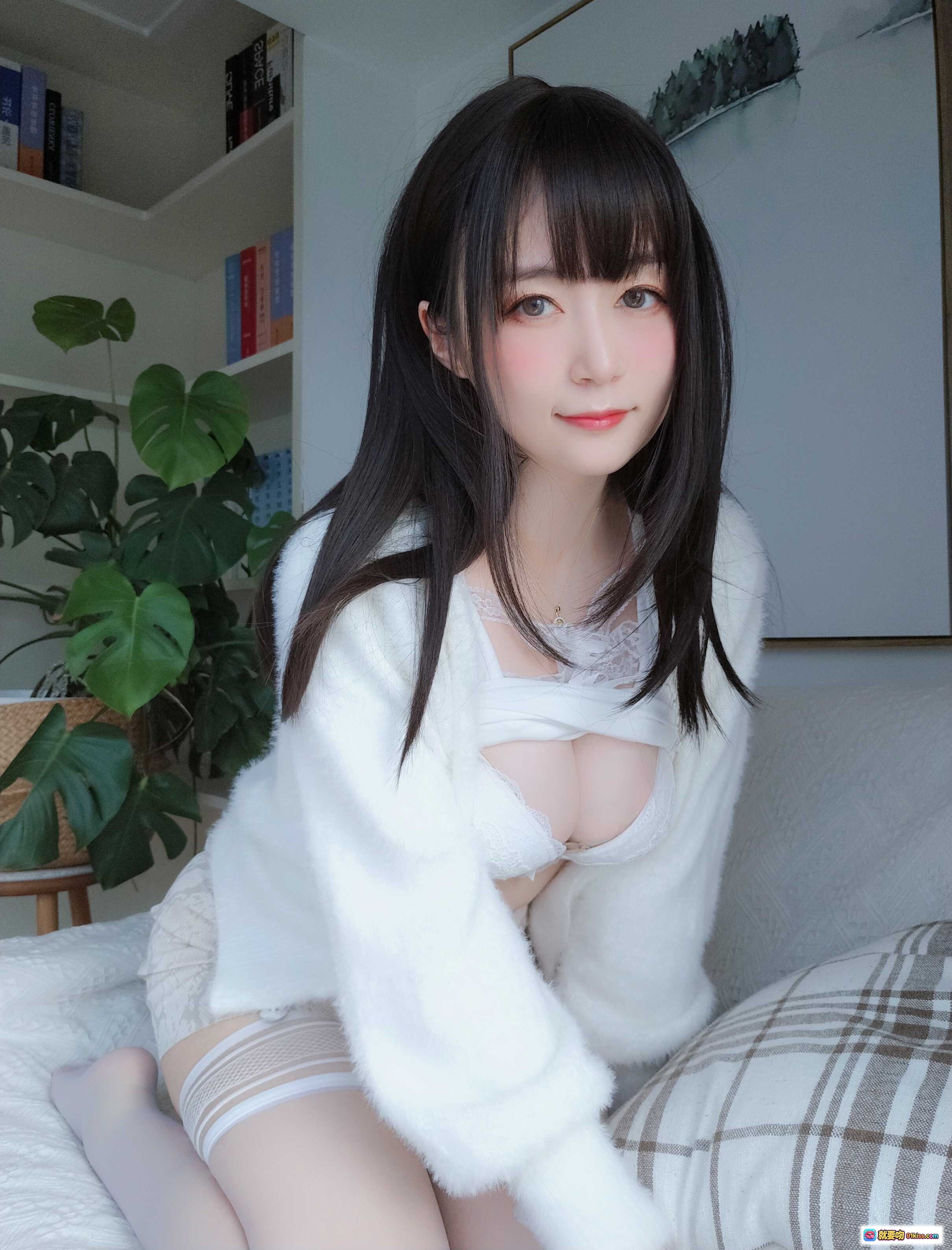 图片[6] - 白银81自拍Vol.47｜甜美少女居家写真｜白色毛衣+格子短裙+过膝袜｜清新私房风｜121张高清图 - 就要吻