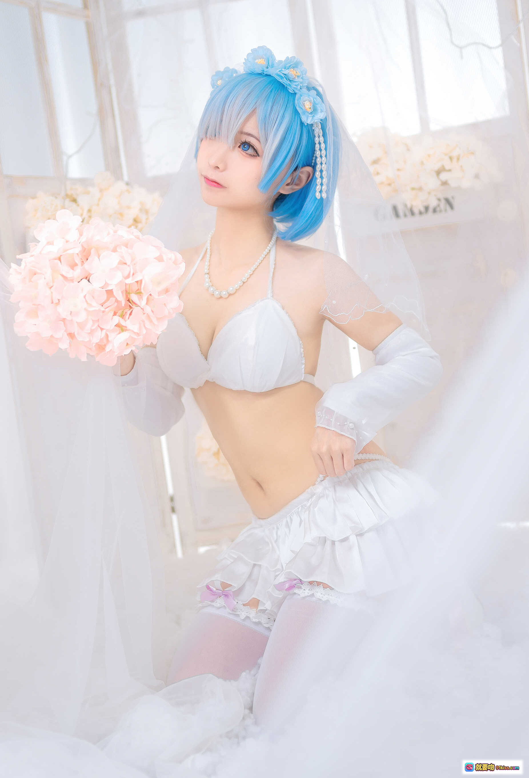 图片[7] - 蠢沫沫NO.024蕾姆花嫁写真 白丝美腿雪地躺卧 44P高清图集 甜美少女风 柔光氛围感 情侣主题穿搭 - 就要吻