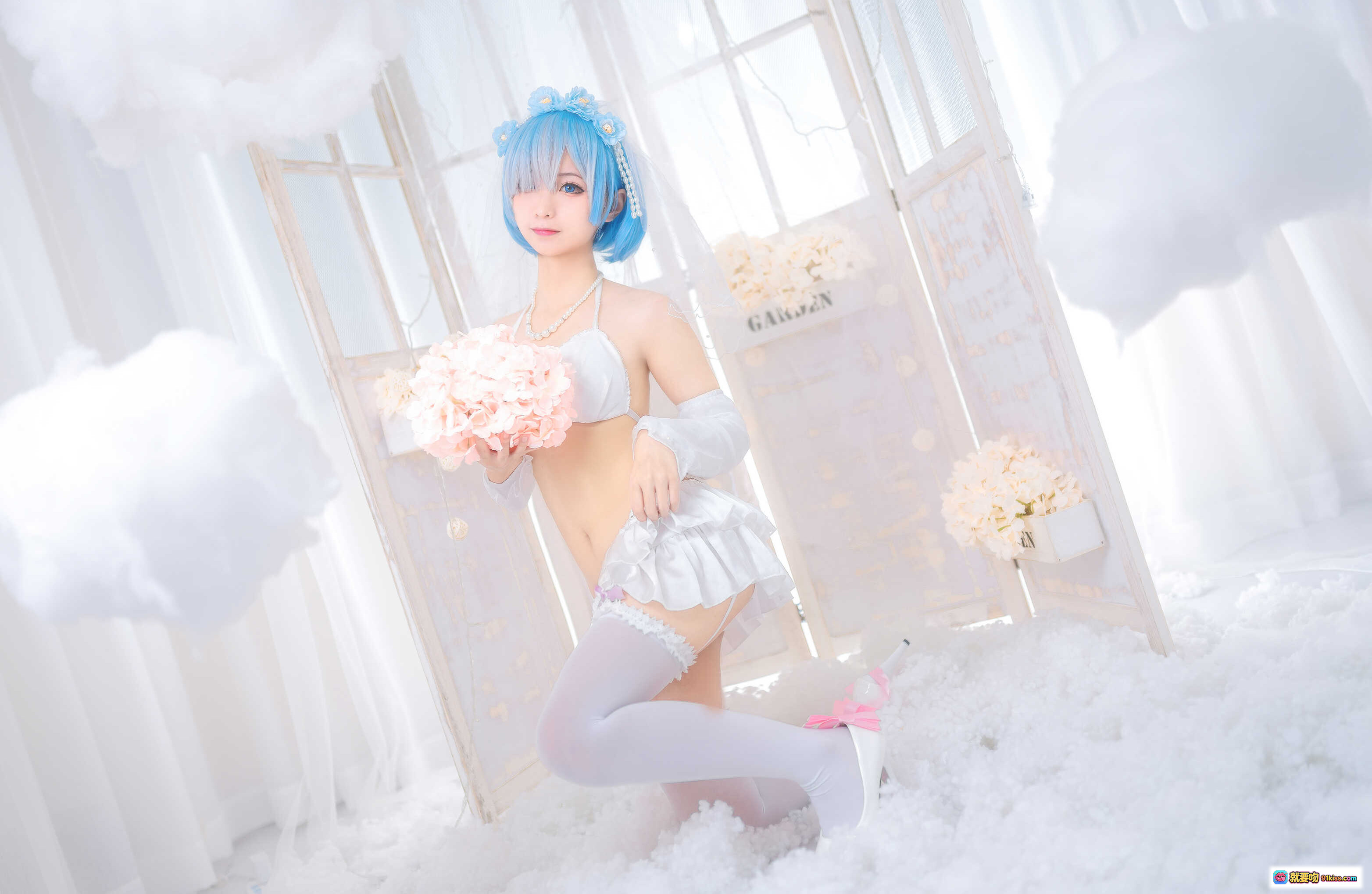 图片[3] - 蠢沫沫NO.024蕾姆花嫁写真 白丝美腿雪地躺卧 44P高清图集 甜美少女风 柔光氛围感 情侣主题穿搭 - 就要吻