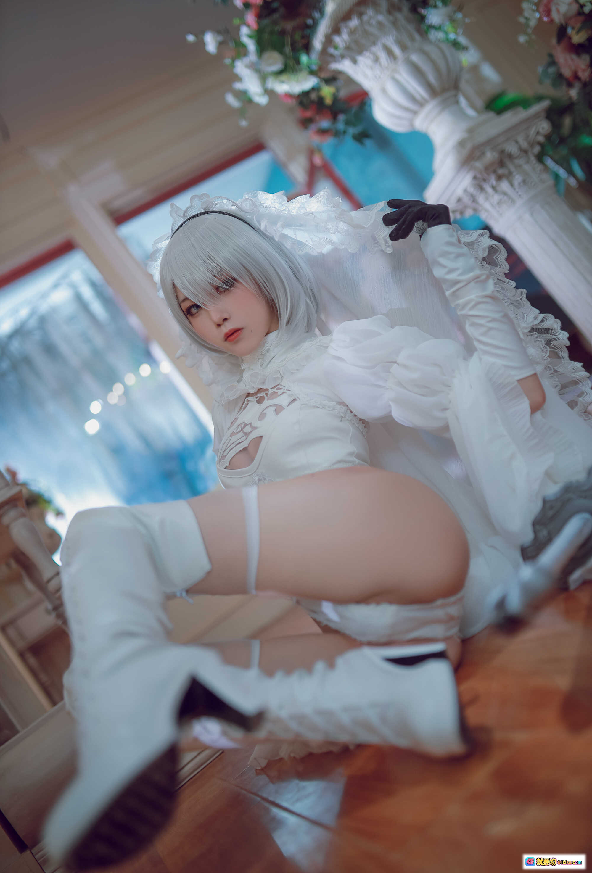 图片[10] - 水淼aqua NO.042 黑白2B Cosplay写真 55P高清美图 工业风夜景 优雅持剑造型 丝袜黑裙性感演绎 - 就要吻
