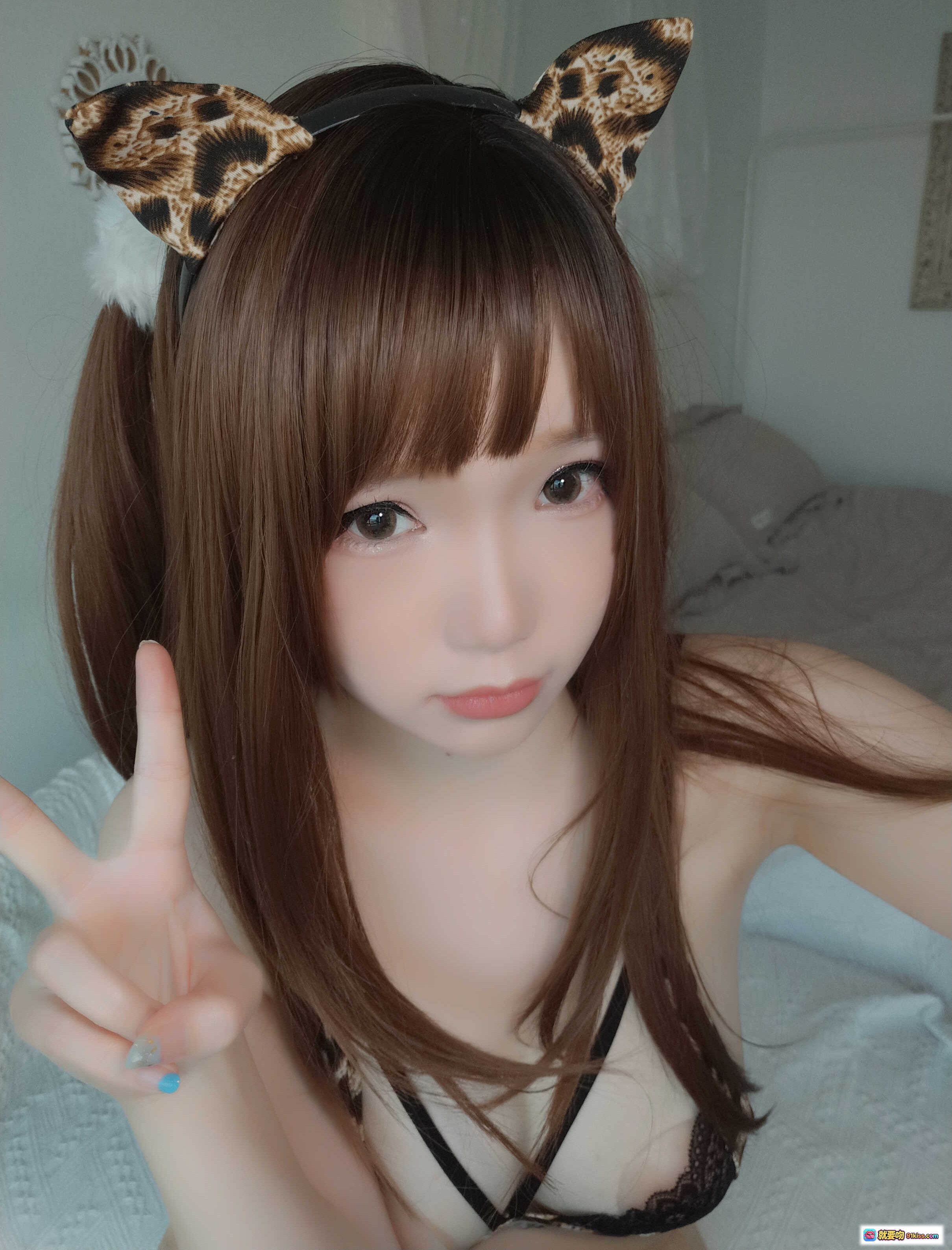 图片[2] - 雪晴Astra NO.026 牧场物语豹猫造型 猫耳发箍 棕发双马尾 甜美自拍 蕾丝内衣 90P写真集 - 就要吻