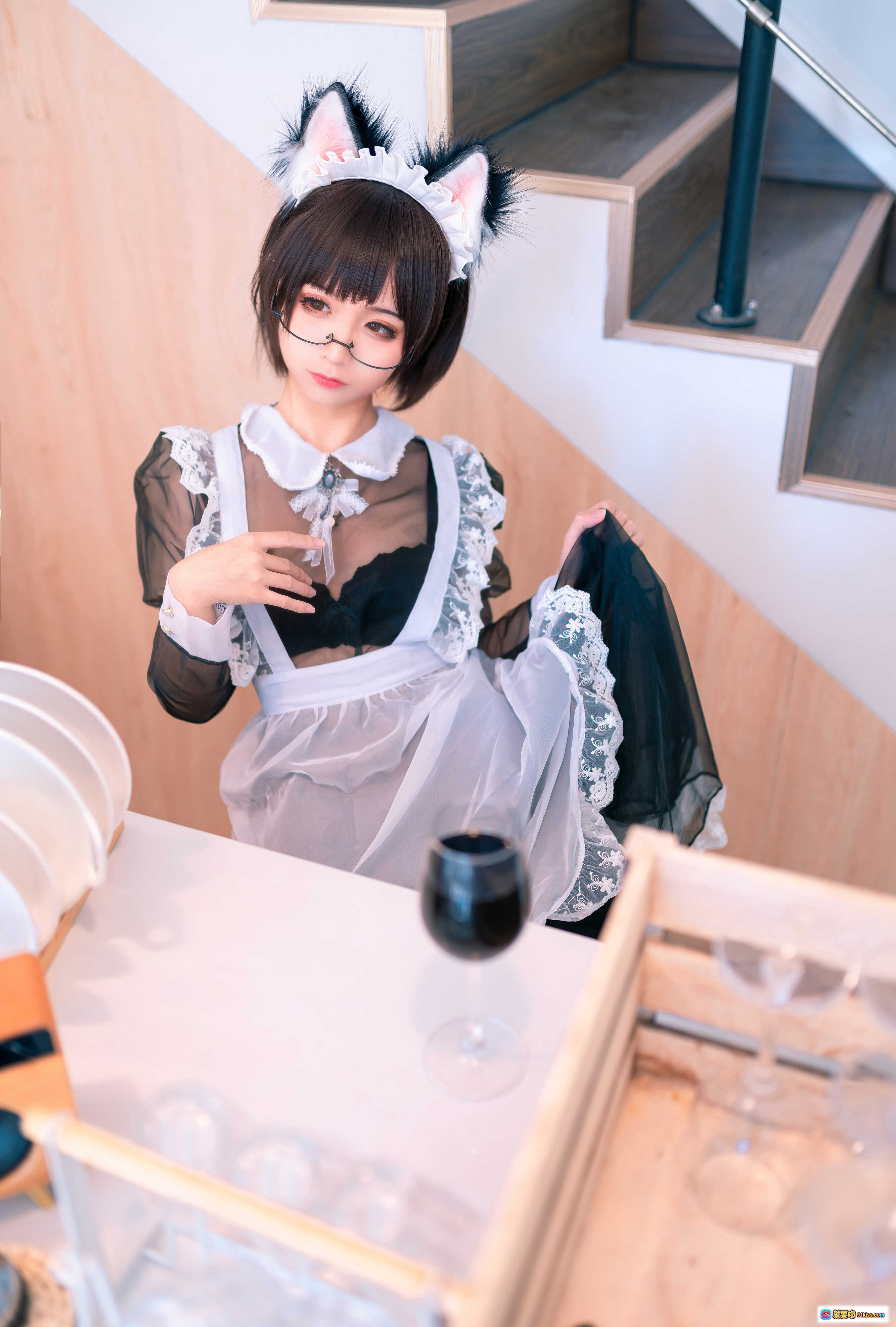 图片[8] - 蠢沫沫NO.030女仆萝莉写真 41P高清蕾丝黑丝透视装甜美性感私房照 - 就要吻