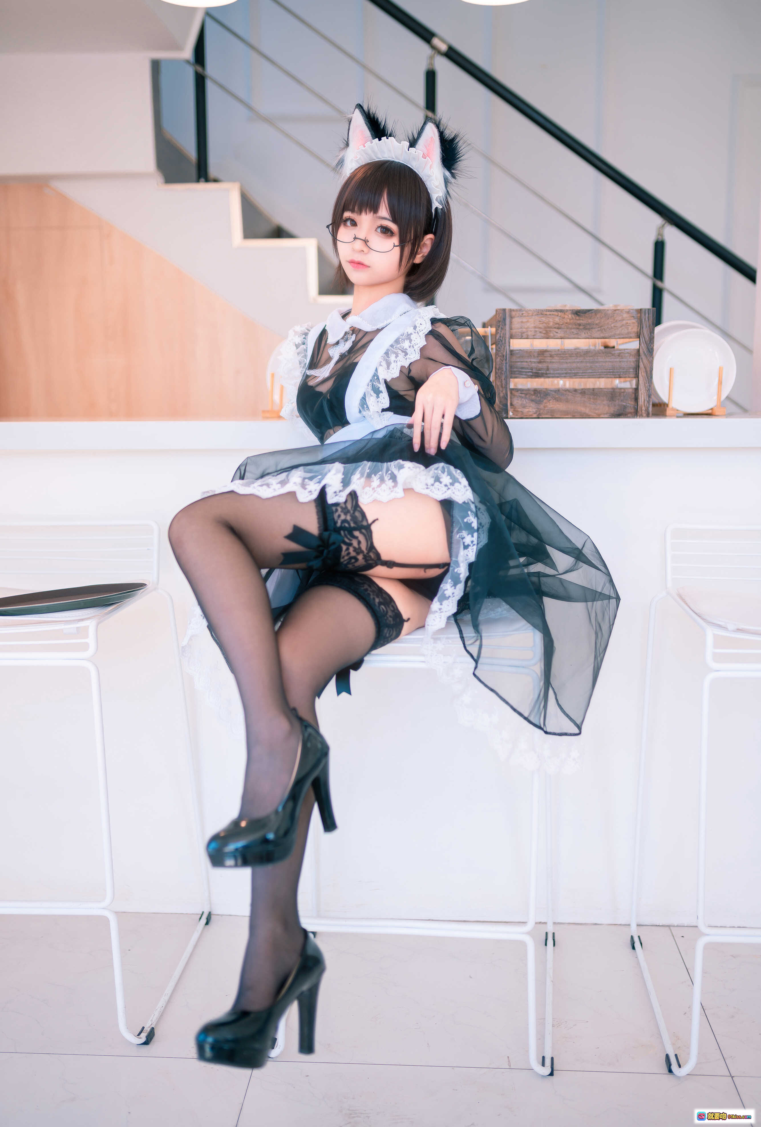 图片[6] - 蠢沫沫NO.030女仆萝莉写真 41P高清蕾丝黑丝透视装甜美性感私房照 - 就要吻