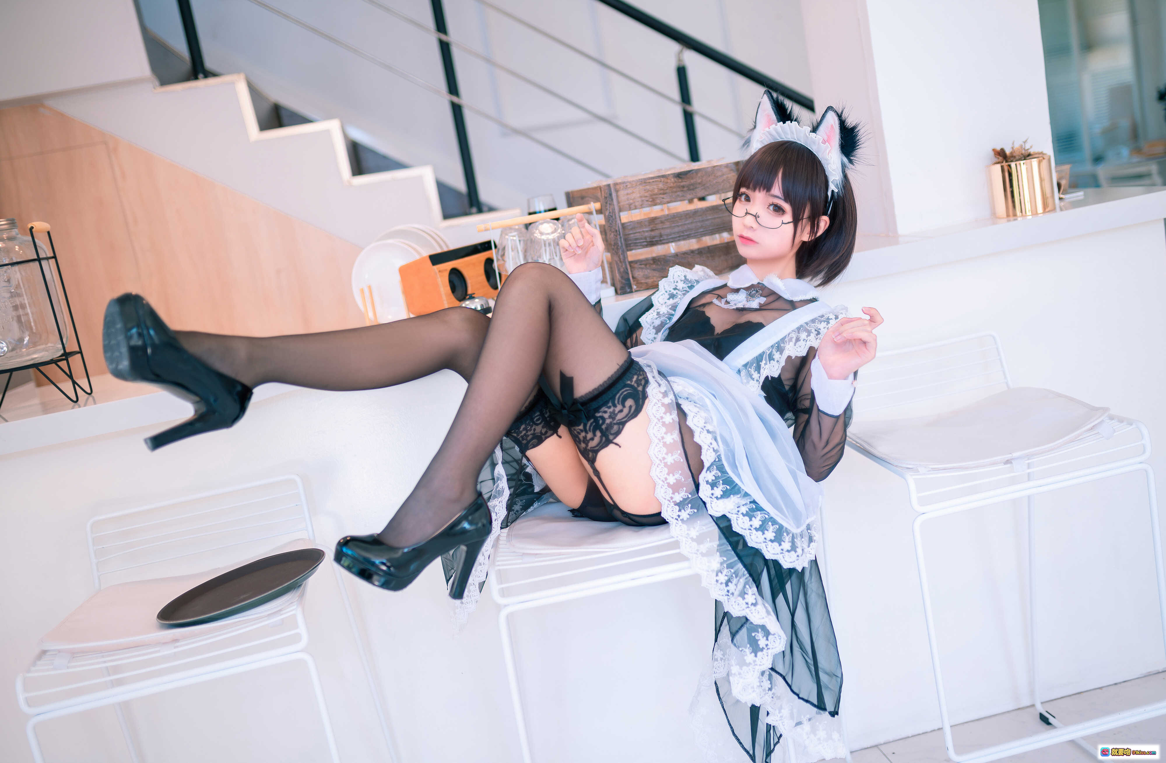 图片[3] - 蠢沫沫NO.030女仆萝莉写真 41P高清蕾丝黑丝透视装甜美性感私房照 - 就要吻