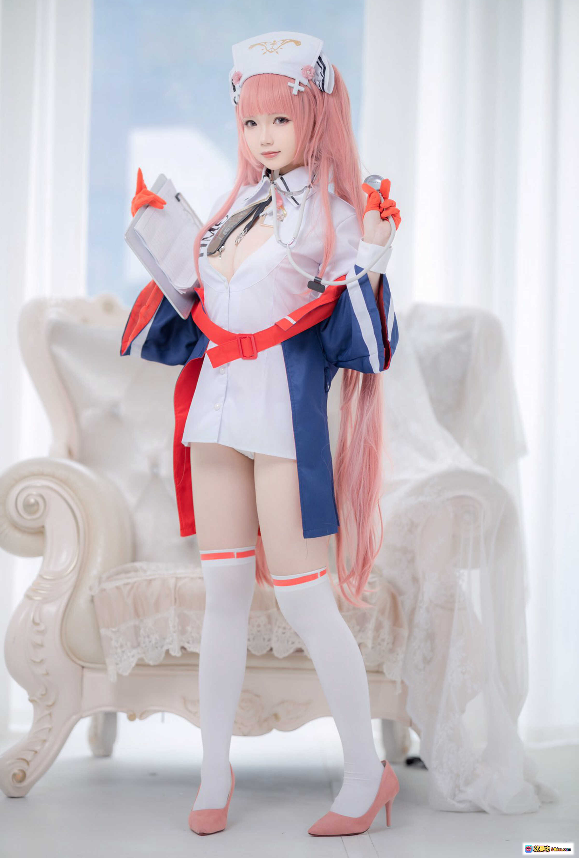 图片[5] - 雪晴Astra NO.025 Azur Lane Cosplay 粉发女仆装 白丝高跟 欧式沙发写真 31P高清图集 - 就要吻