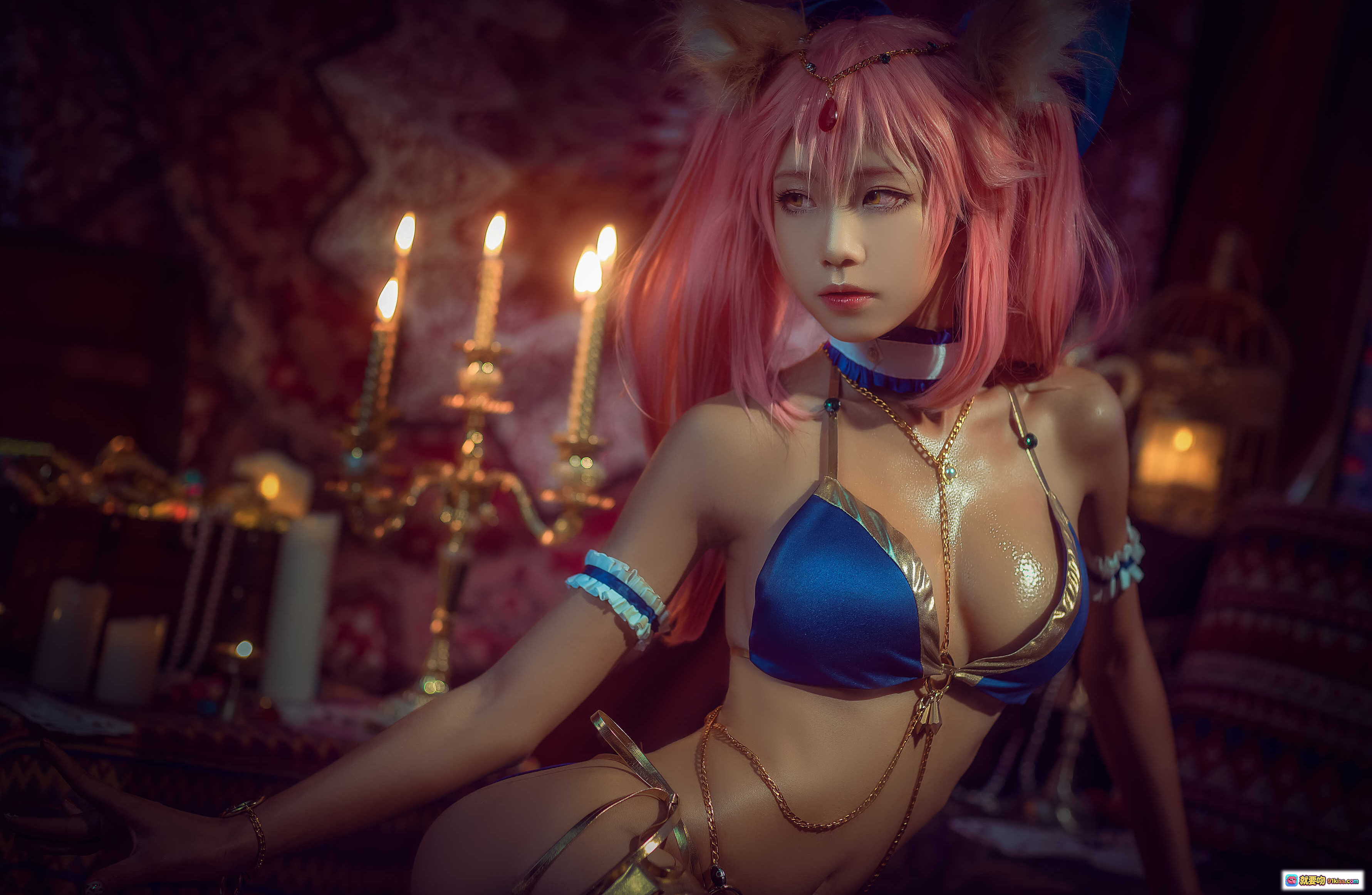 图片[6] - 水淼NO.002阿拉伯风情写真｜金色亮片比基尼｜神秘烛光氛围｜异域装饰背景｜27P高清图集 - 就要吻