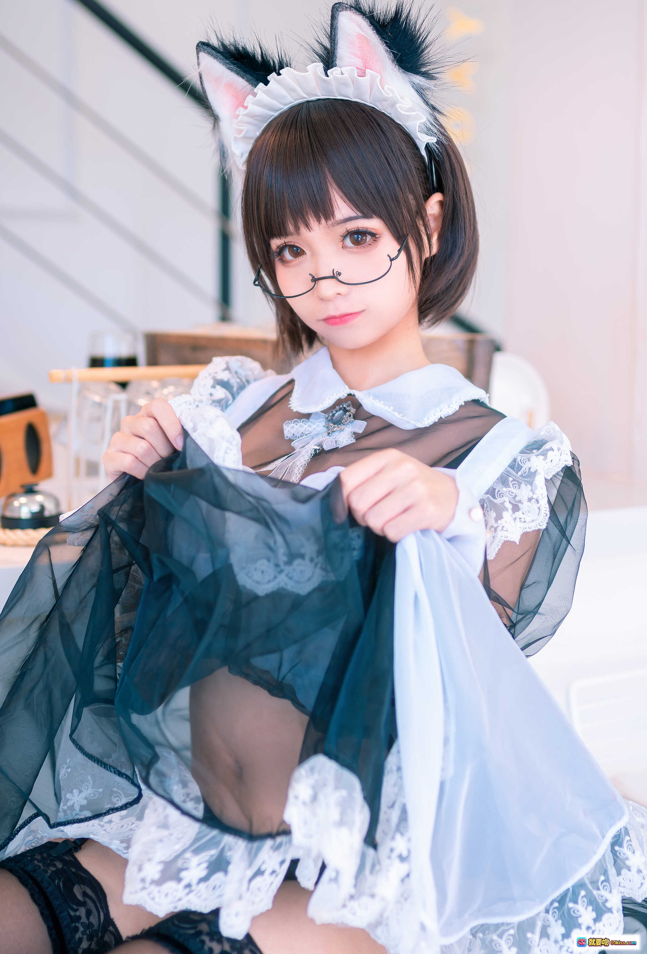 图片[2] - 蠢沫沫NO.036透明女仆装写真 38P高清蕾丝黑纱透视美背性感私房照 - 就要吻