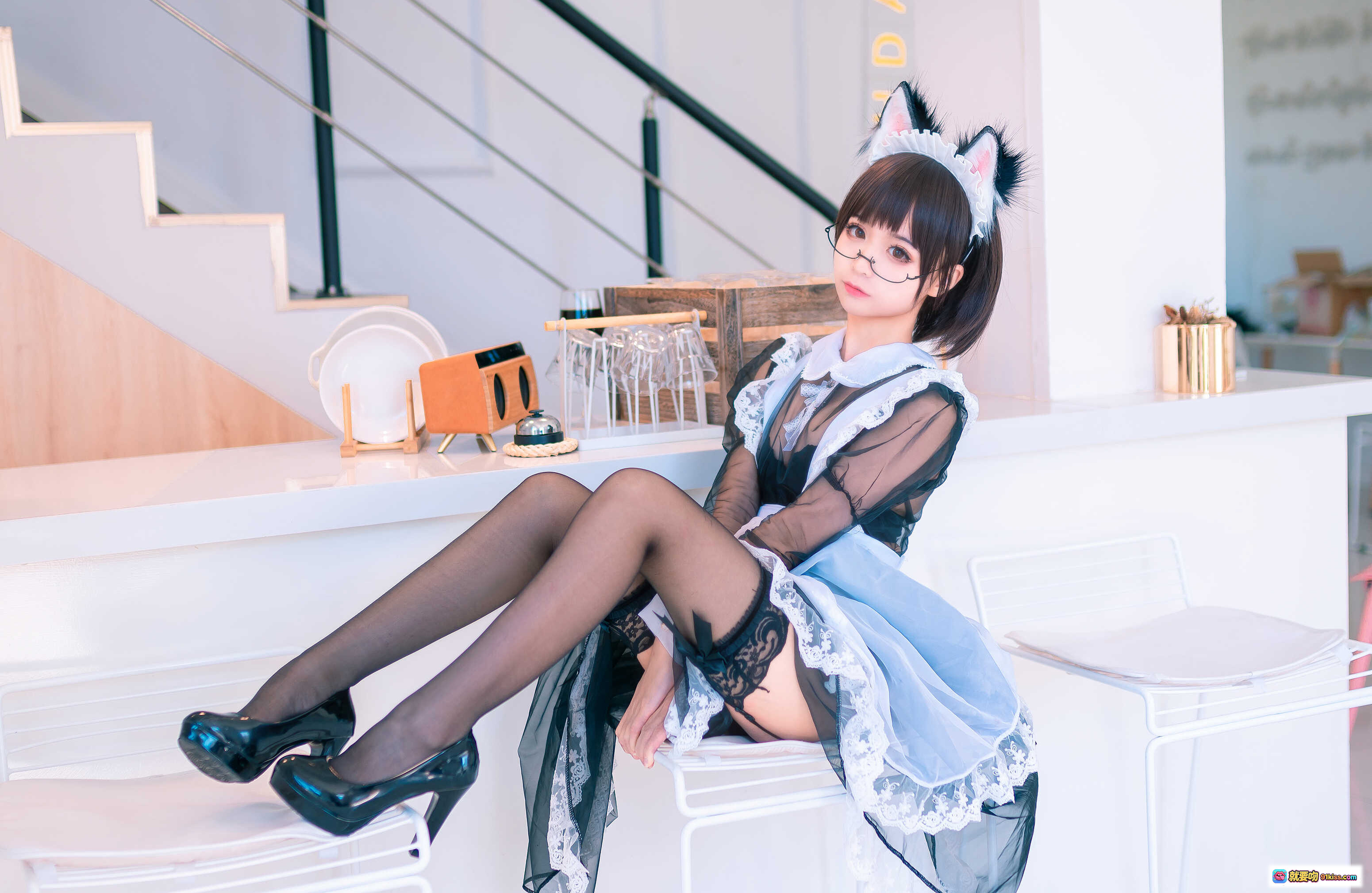 图片[8] - 蠢沫沫NO.036透明女仆装写真 38P高清蕾丝黑纱透视美背性感私房照 - 就要吻